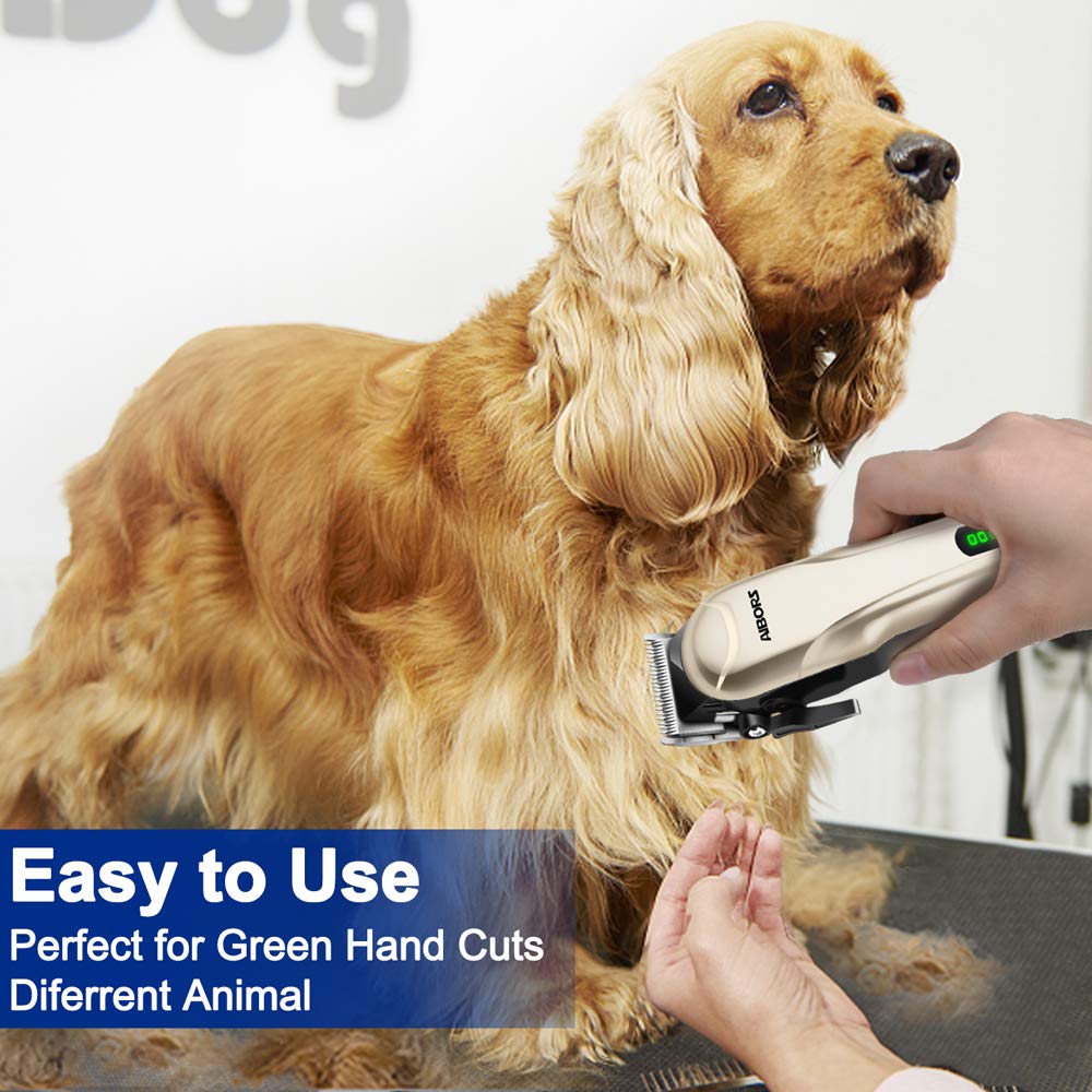 Aibors Dog Clippers For Grooming Low Noise Rechargeable Cordless Pet Hair Grooming Clippers, Professional Heavy Duty Dog Grooming Kit Dog Trimmer Shaver For Dogs Cats Pets (Silver)