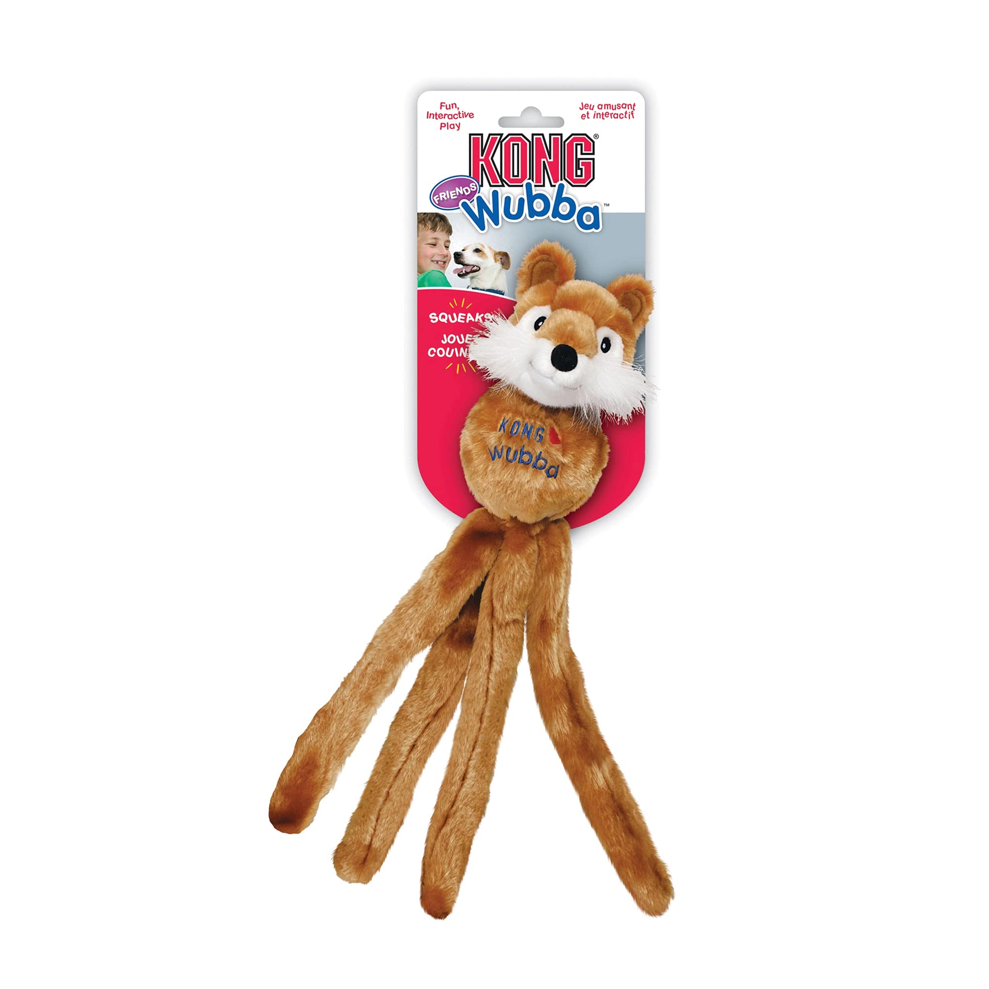 Kong - Wubba Friends - Squeaky Fetch Dog Toy - For Small Dogs (Assorted Characters)