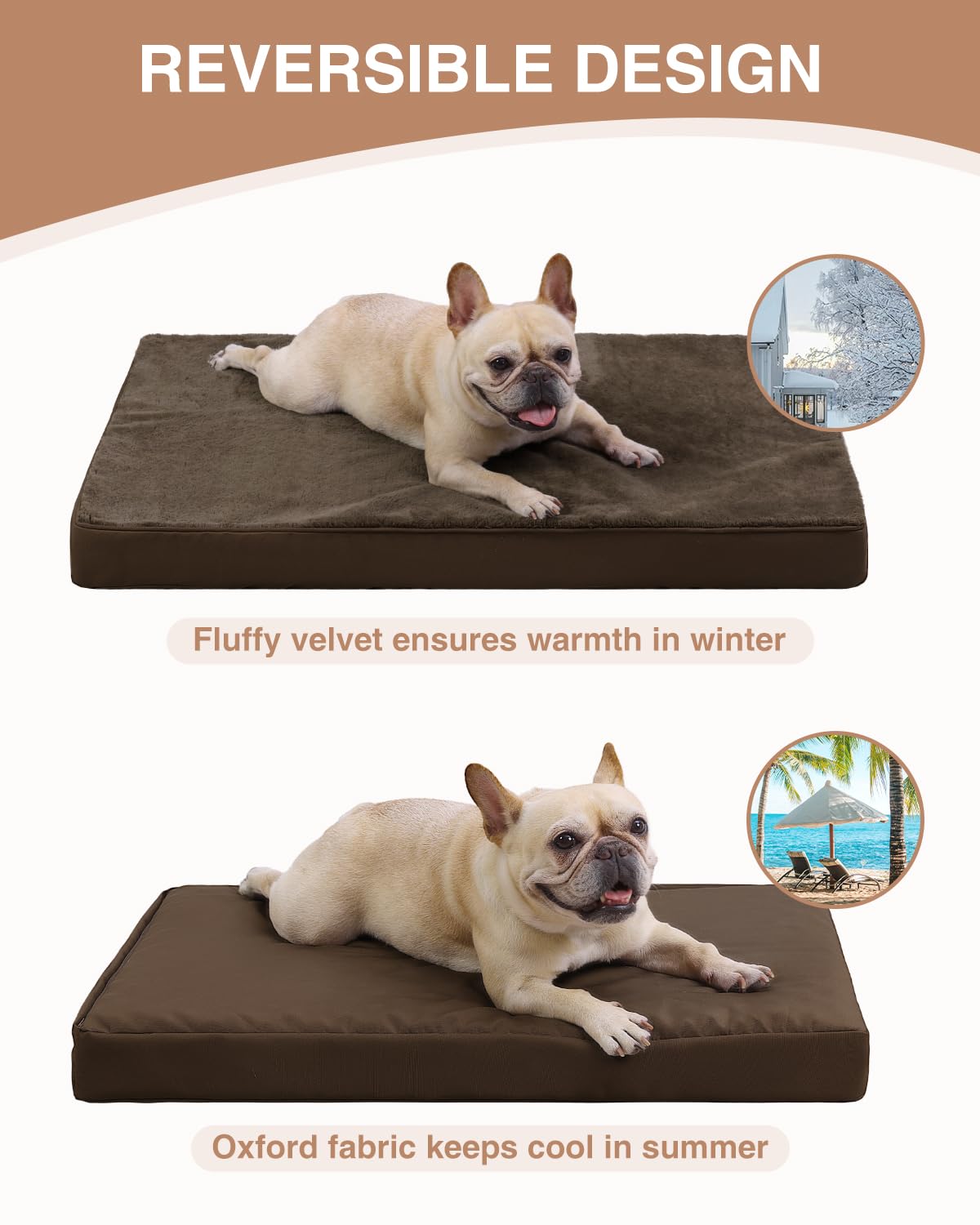 KSIIA Orthopedic Dog Bed Crate Waterproof Pet Mats for Small Dogs Deluxe Plush Washable Pet Bed with Egg Crate Foam & Removable