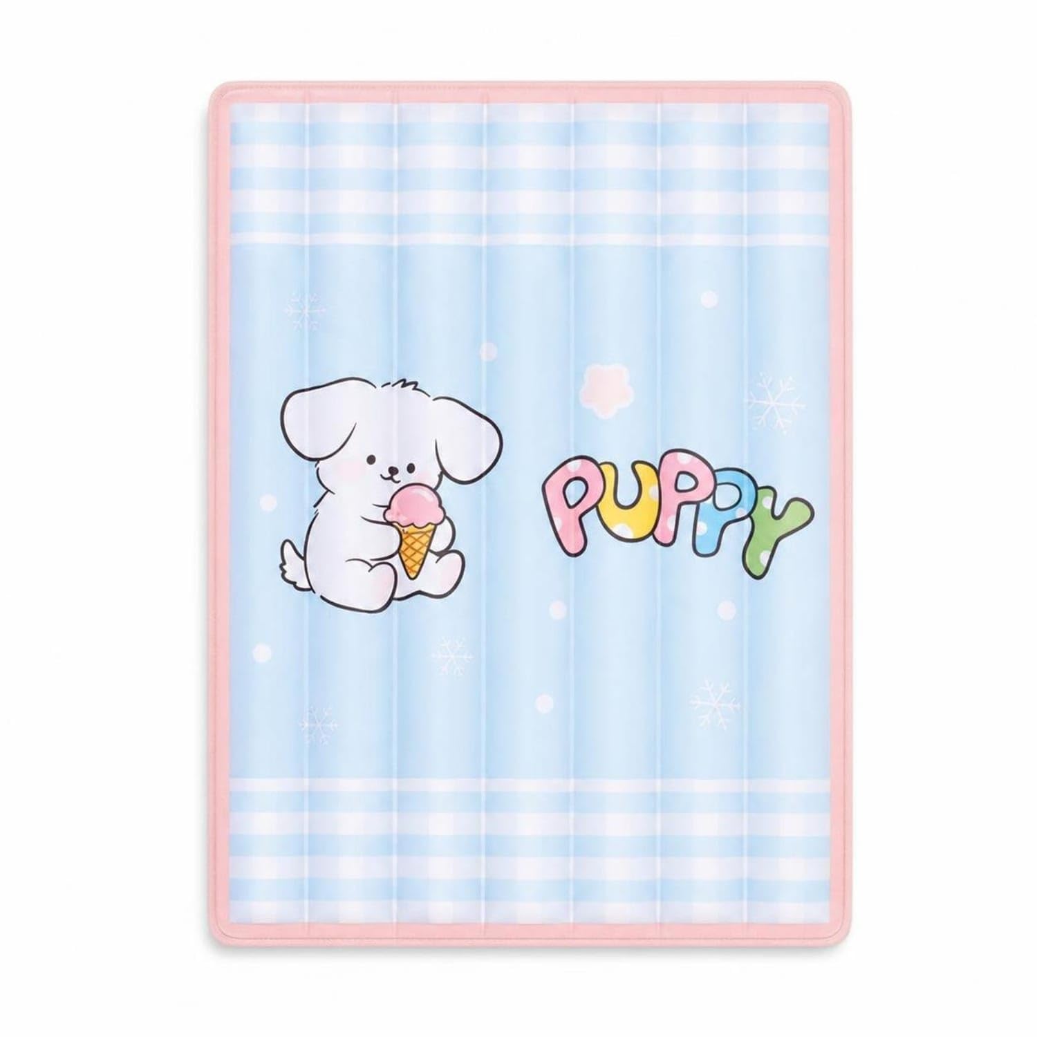 Rectangular Pet Cooling Mat Padded Dog Cooling Mat Portable Cool Pet Pad Foldable for Dogs, Pets, Floor, Plaid Puppy, L