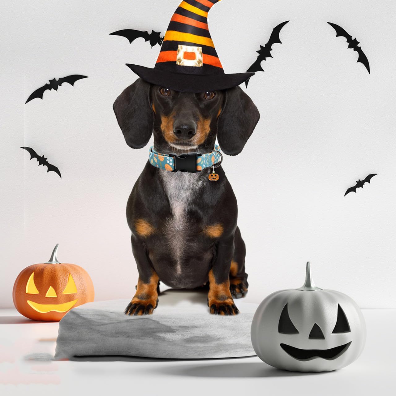 Halloween Pumpkins Dog Collar With Cute Pendant, Durable And Soft Cotton Dog Collars For Small Large Female And Male Dogs Pets (