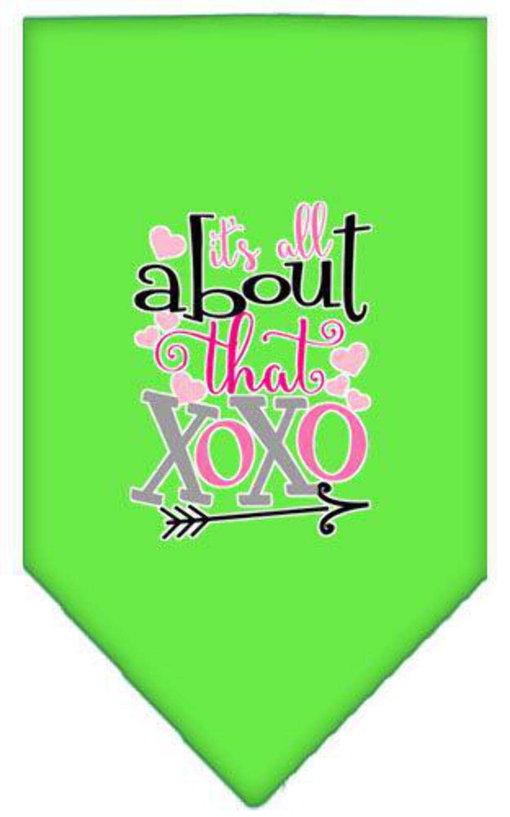 Pet and Dog Bandana Screen Printed, &quot;It's All About That XOXO&quot; Emerald Green Small