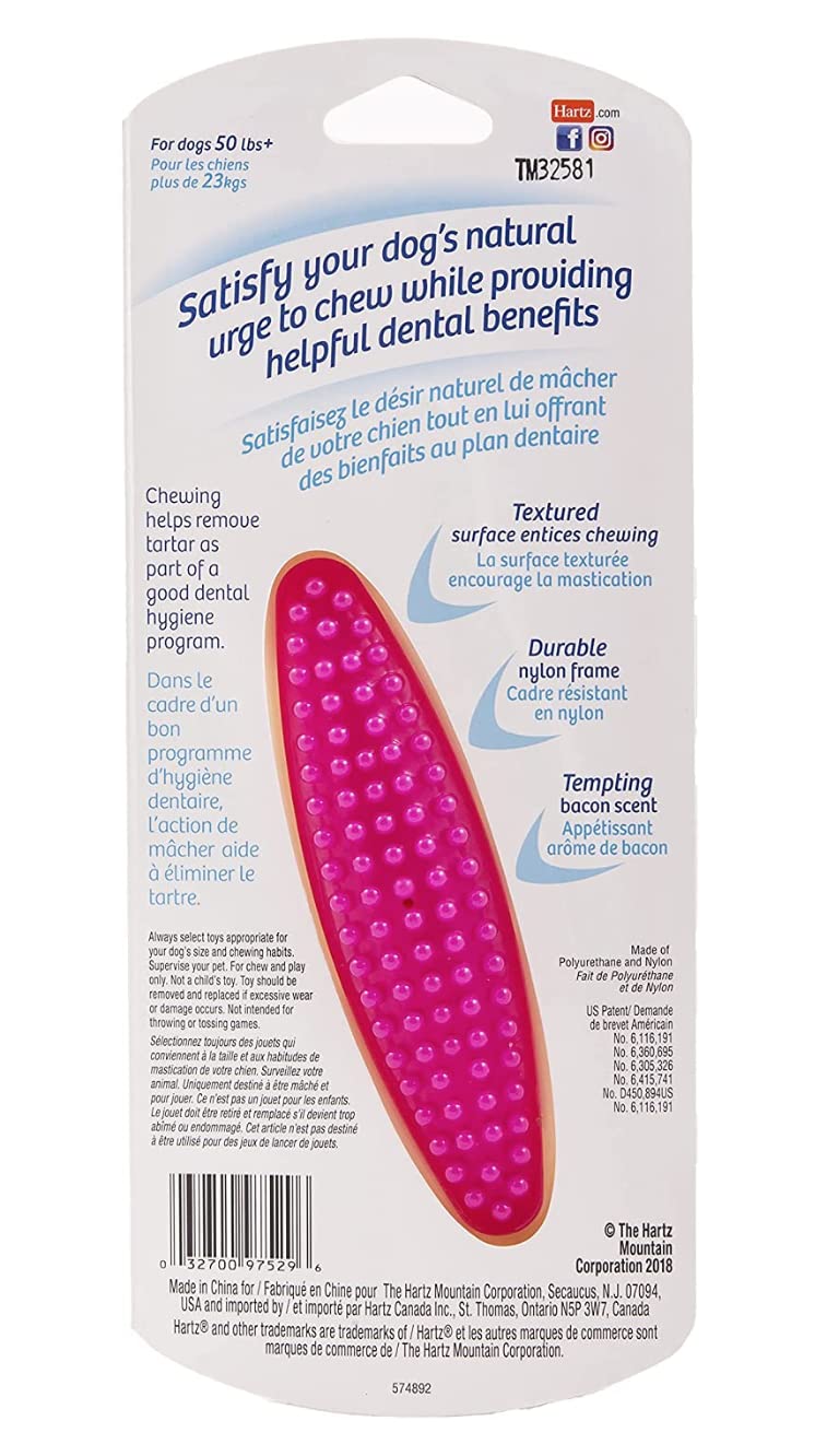 Hartz Chew 'N Clean Tuff Bone Bacon Scented Dental Dog Chew Toy - Large