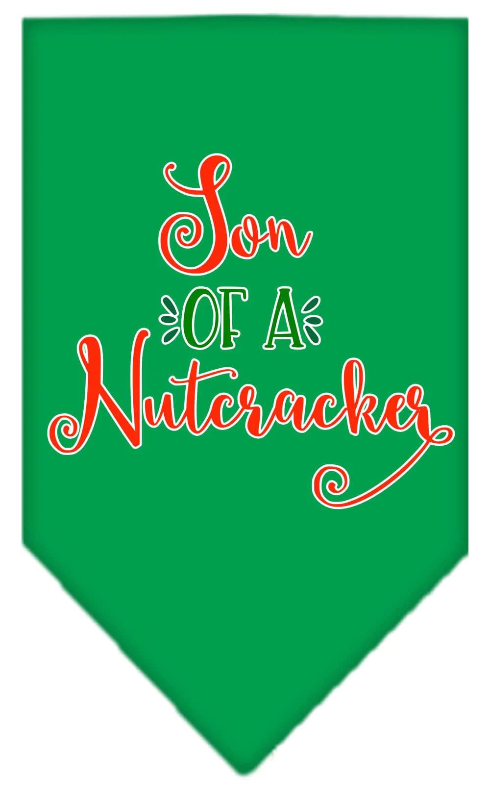 Christmas Pet and Dog Bandana Screen Printed, &quot;Son Of A Nutcracker&quot; Emerald Green Large