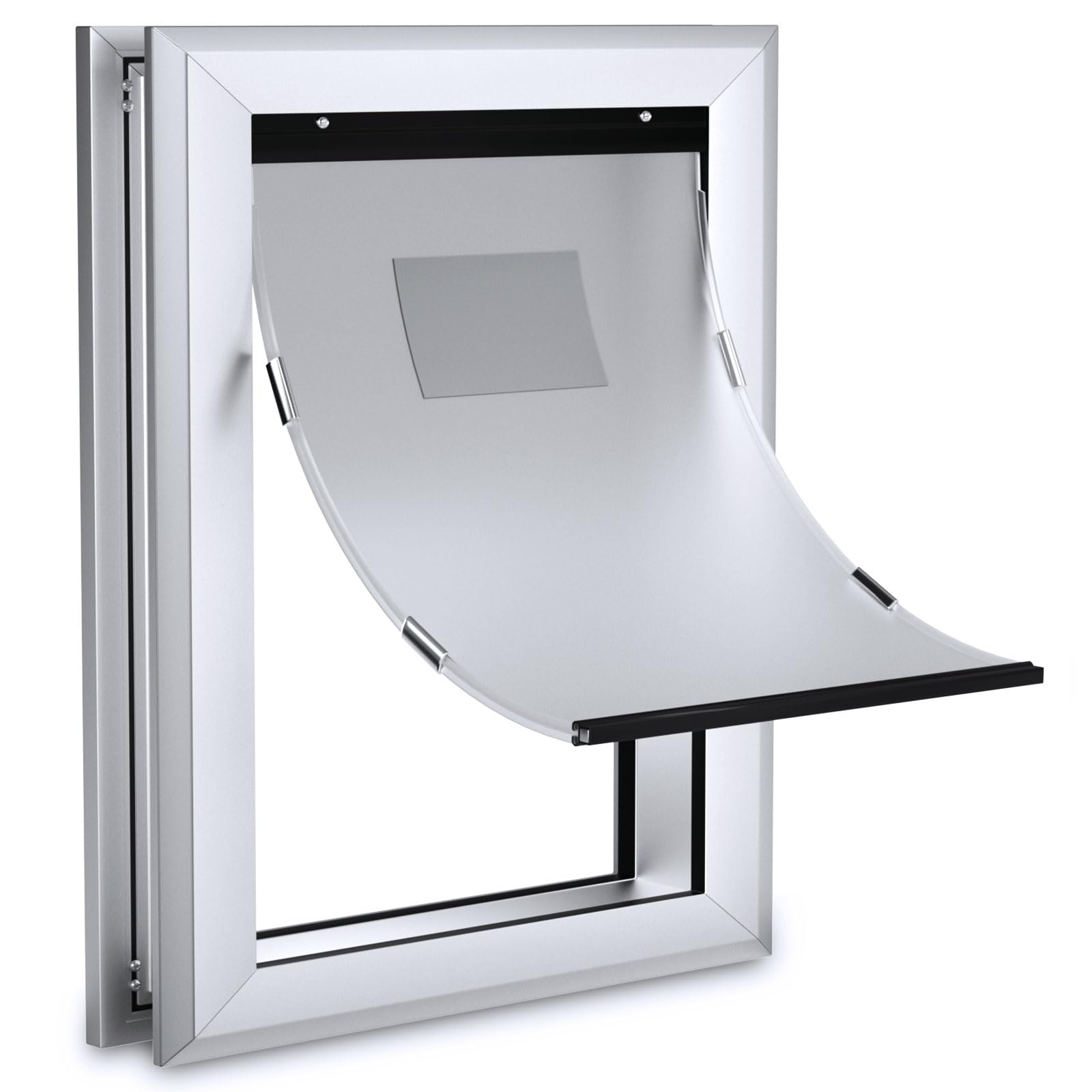 Ownpets Aluminum Large Dog Door, Pet Door With Magnetic Flap And Lockable Sliding Panel, Heavy Duty Doggy Door For Dogs Up To 10