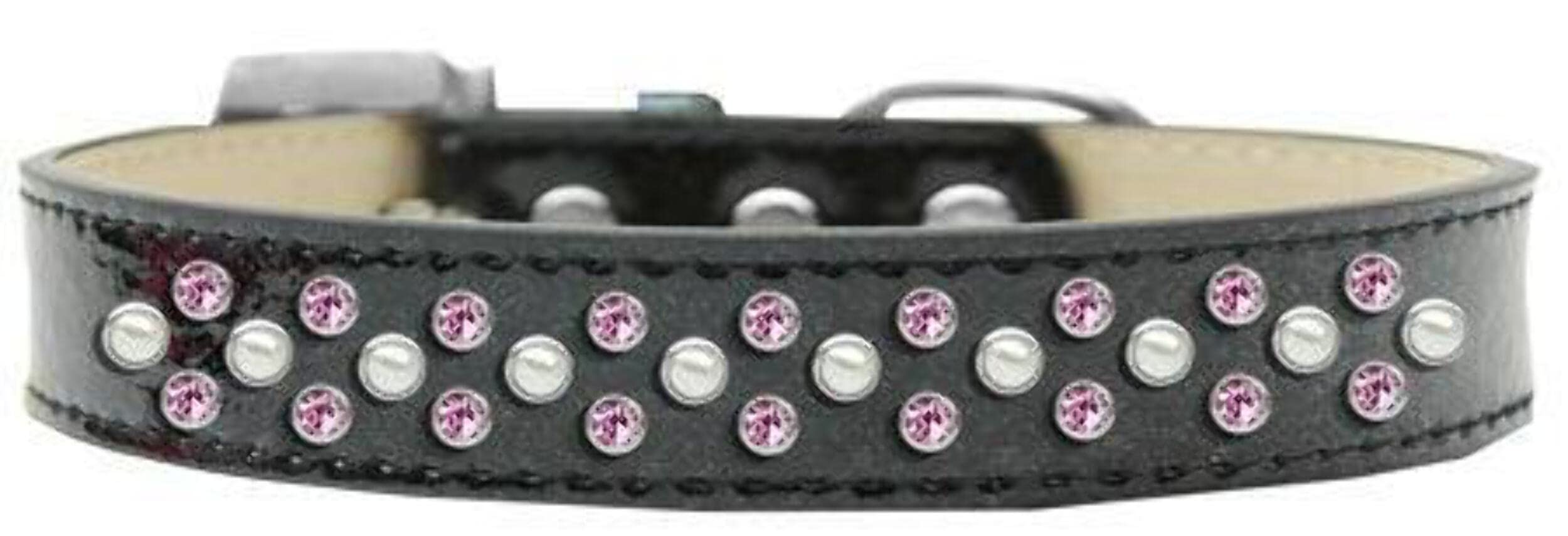 Mirage Pet Products Sprinkles Ice Cream Dog Collar with Pearl and Light Pink Crystals, Size 18, Silver