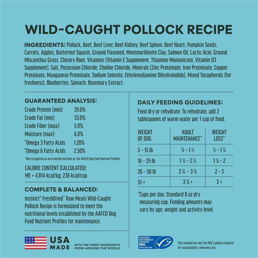 Instinct Raw Meals Freeze-Dried Pollock Dog Food, 14 oz. Bag