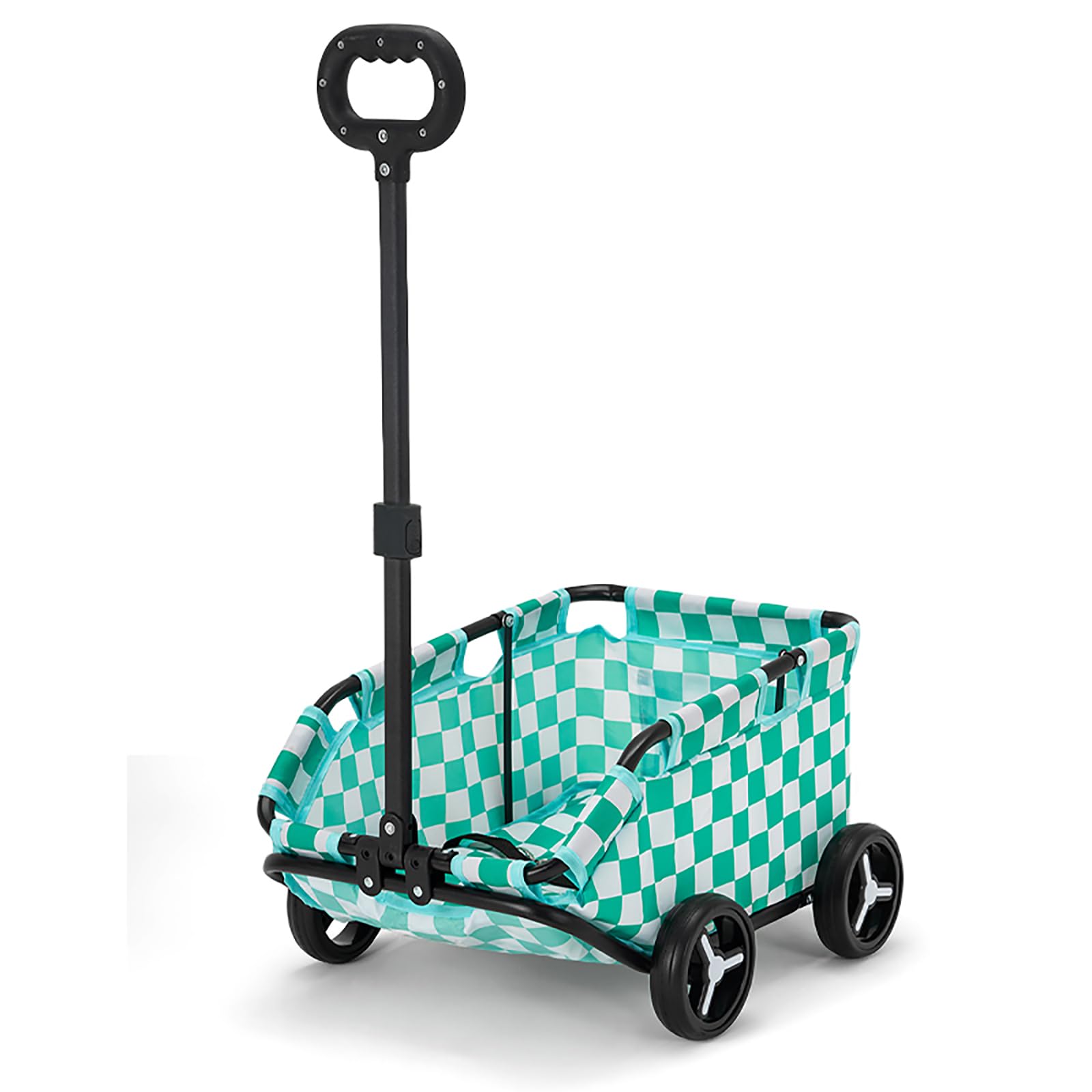 Dog Stroller 4 Wheels Folding Dog Cart Pet Stroller For Travelling Shopping Walking Playing For Small Dogs Cats (Plaid Green)