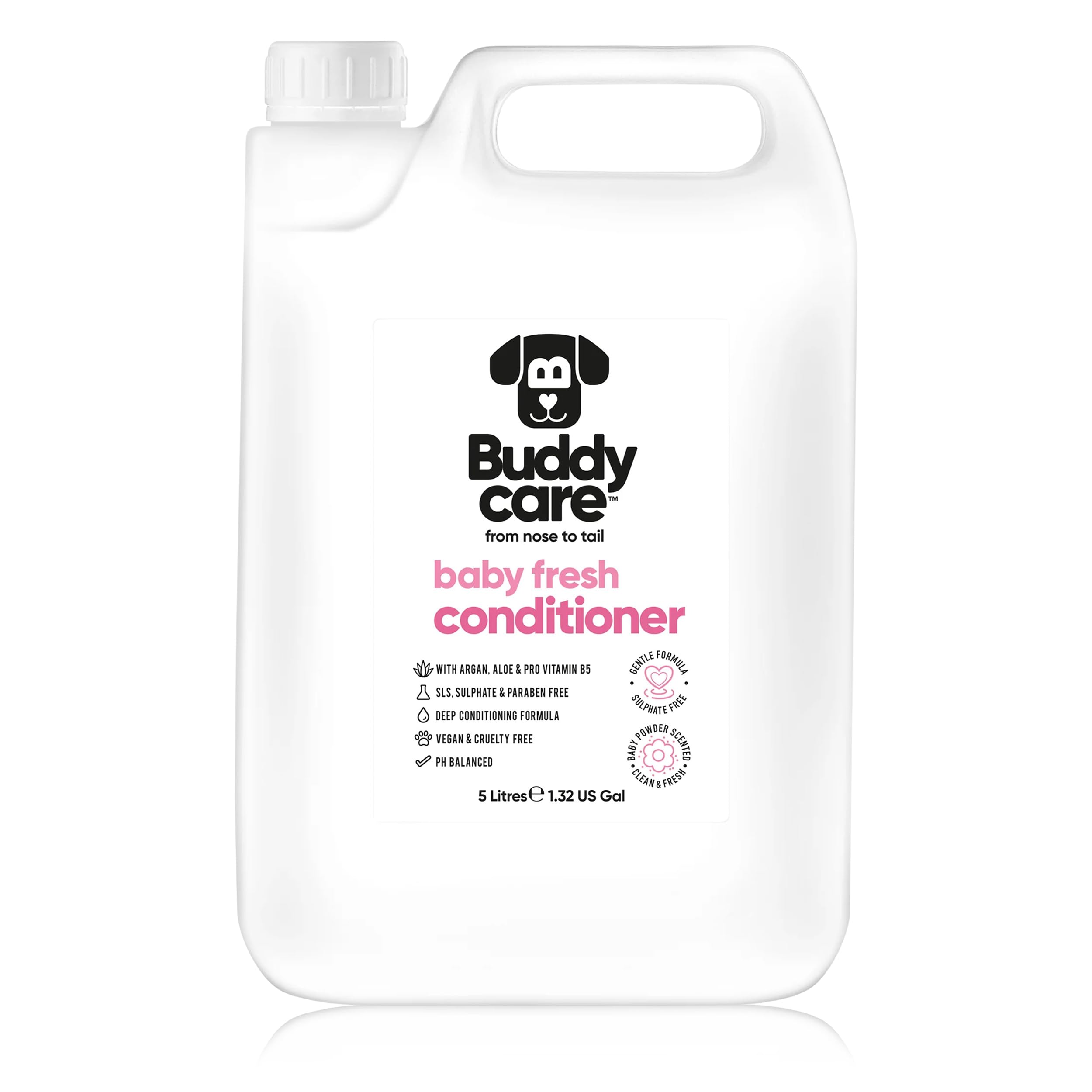 Buddycare Baby Fresh Dog Conditioner (169.07oz) Made with Aloe Vera, Argan Oil & Pro Vitamin B5 to Detangle Matted Coats & Relie