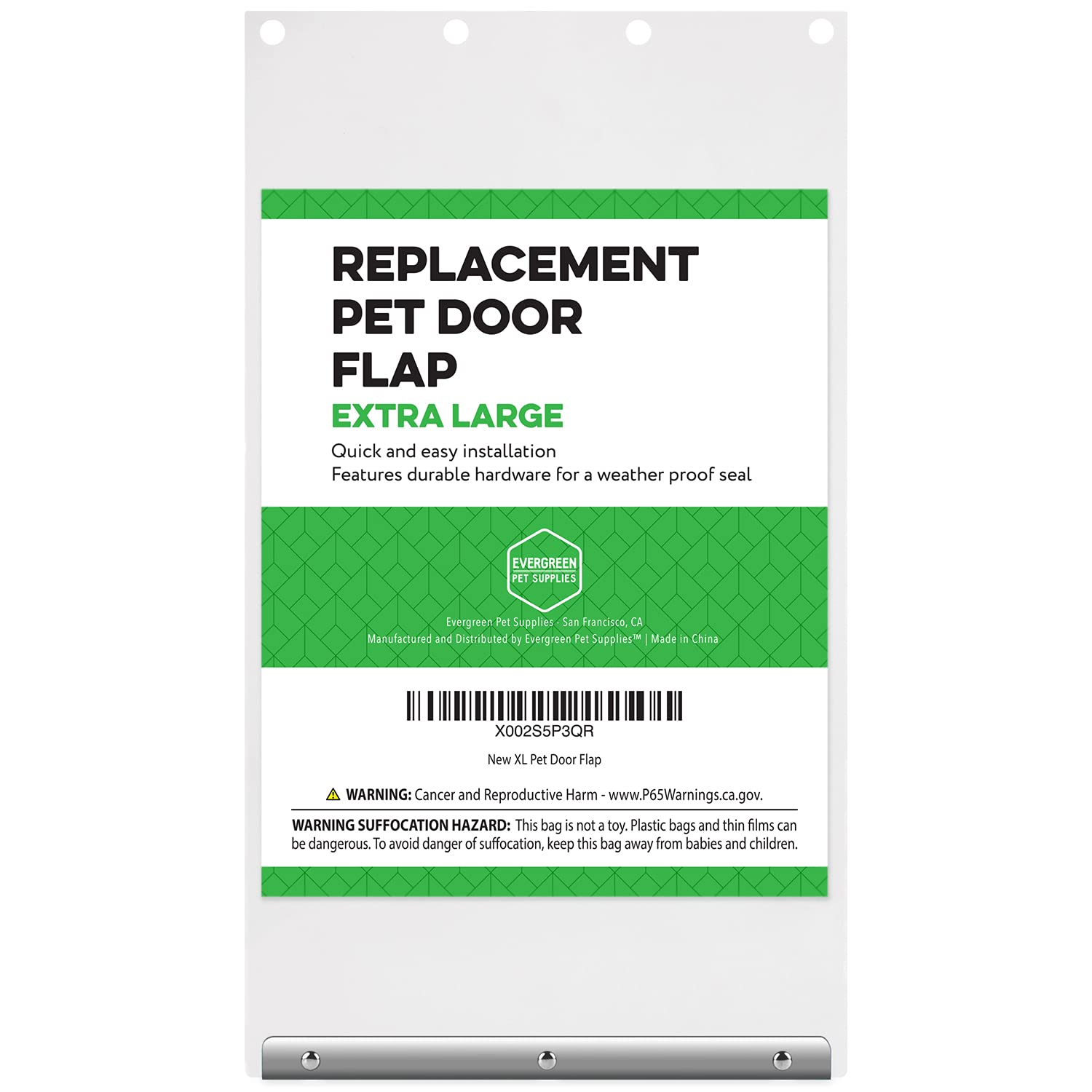 Evergreen Pet Supplies Weatherproof XL Dog Door Flap - 9.75x17 in - Fits Large Pets up to 90 lbs - Metal Material