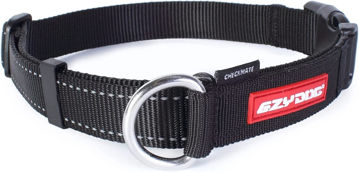 Ezydog Checkmate Martingale Collar For Dogs – Premium Nylon Training Dog Collar For Easy Control With No Choking (Medium, Black)