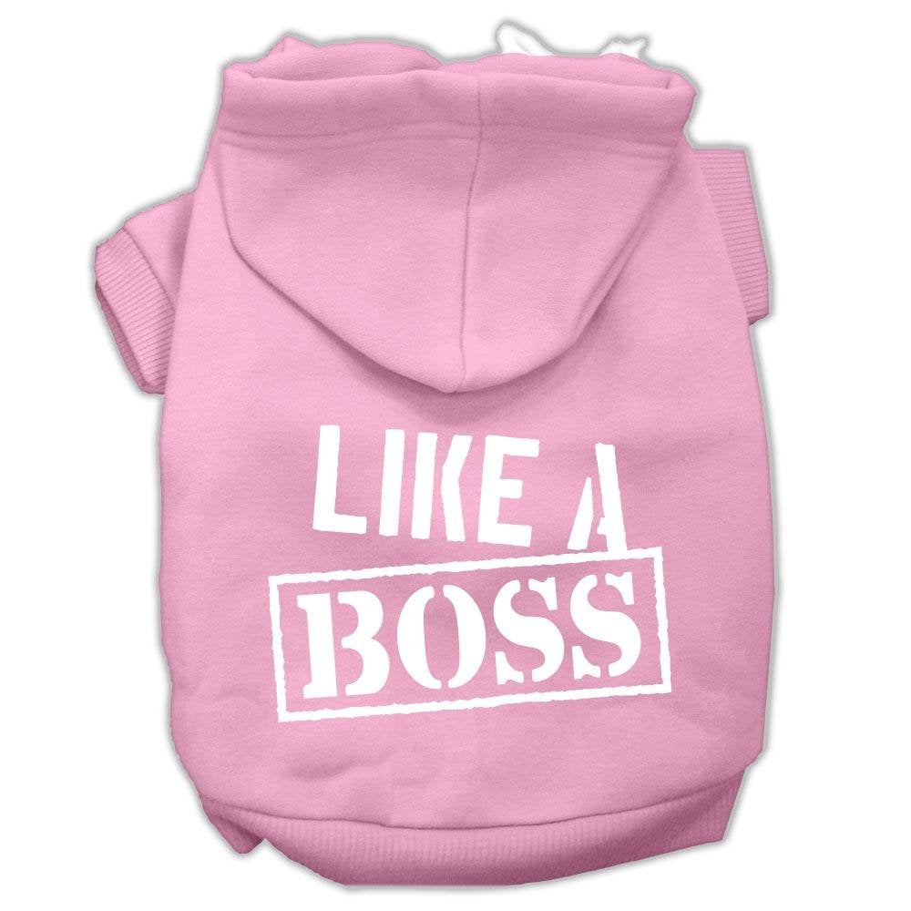 Pet, Dog & Cat Hoodie Screen Printed, 'Like A Boss' Light Pink 2Xl (20-25 Lbs.)
