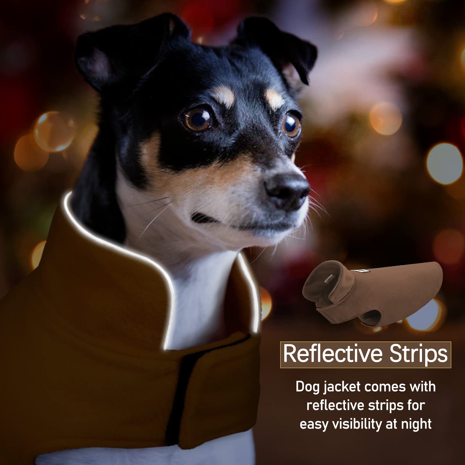 Windproof Winter Warm Fleece Dog Coat Jacket Reflective Soft Pet Dog Vest Apparel Overcoat For Small Medium Large Breeds For Cold Weather Leash Access