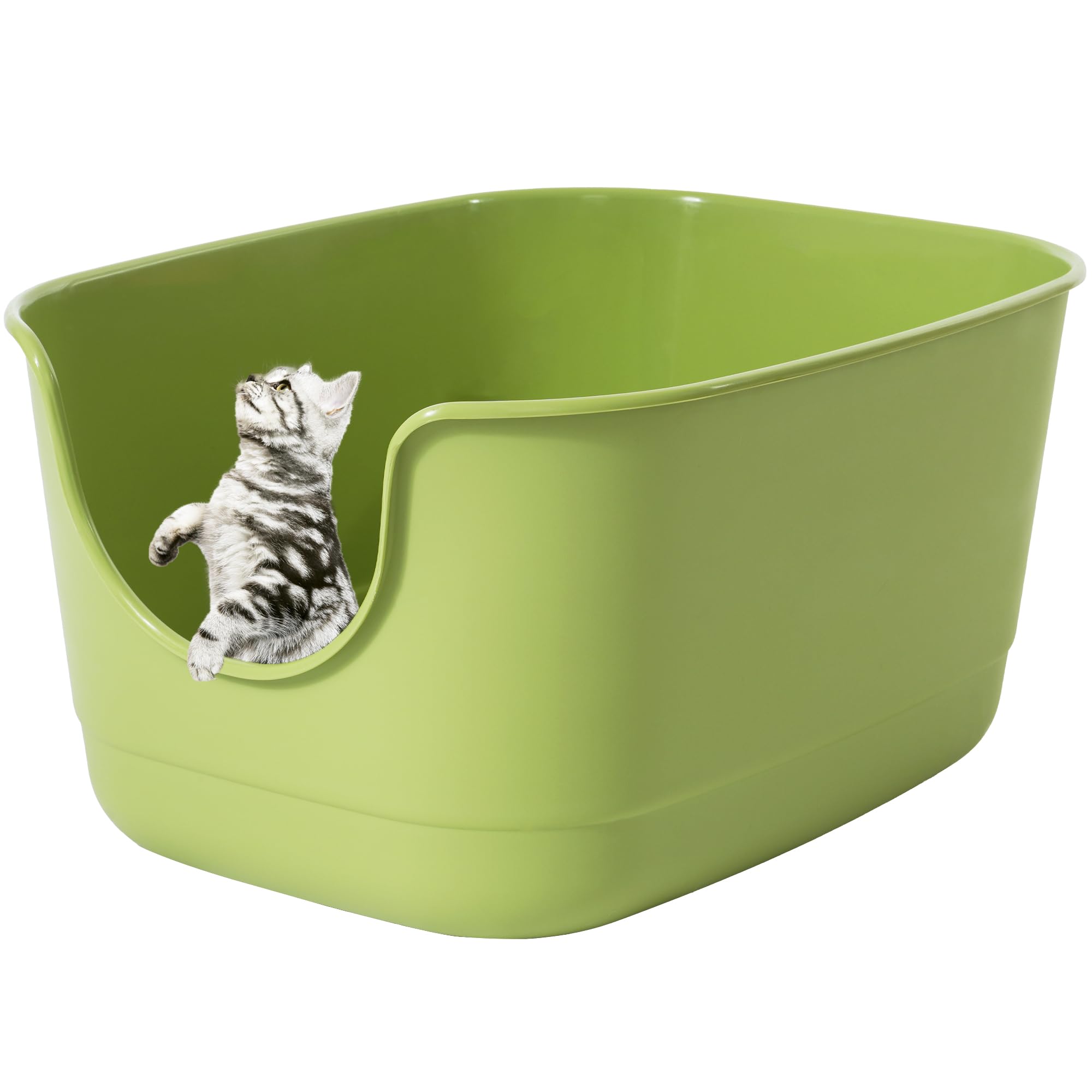 Gefryco Jumbo Cat Litter Box with High Sides, Extra Large Litter Box for Muti Cats, Open Big Cat Litter Box Anti-Splashing, High