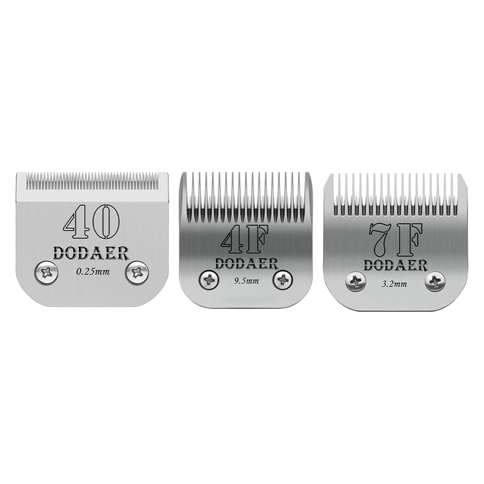 DODAER Detachable Pet Dog Grooming Blades of Stainless Steel,Compatible with Andis,Oster A5,Wahl KM10 Series,Size 40/7F/4F,3 Cou