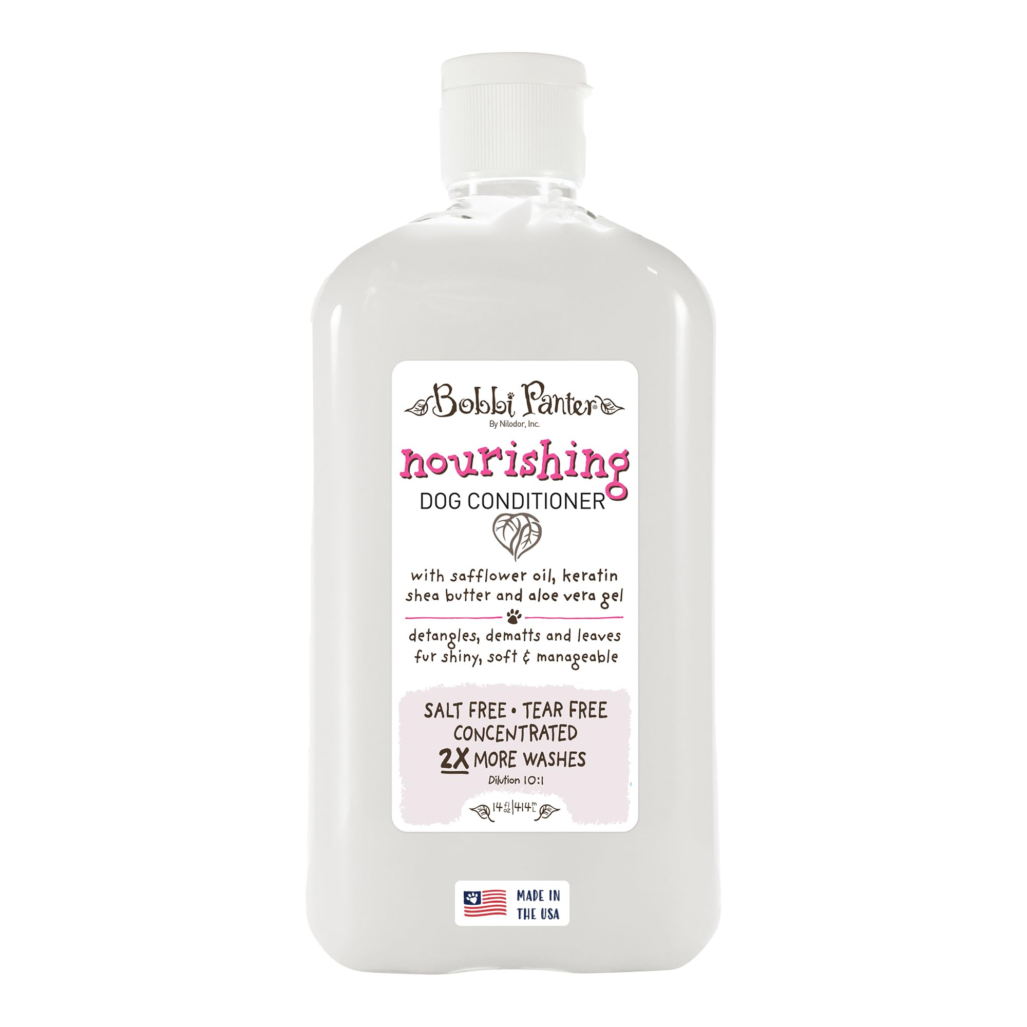 Bobbi Panter Nourishing Dog Conditioner - Detangles & De-Matts With Natural Safflower Oil, Keratin, Shea Butter, Aloe Vera For Fur, Sea Air Scent, 10:1 Concentrate, Made In The Usa, 14 Oz.