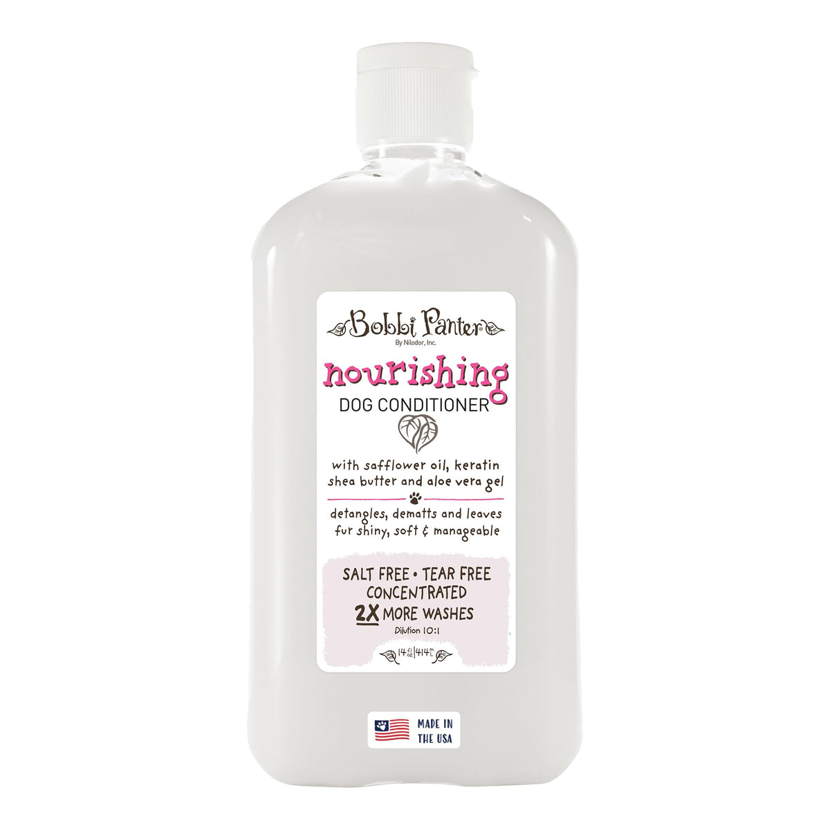 Bobbi Panter Nourishing Dog Conditioner - Detangles & De-Matts With Natural Safflower Oil, Keratin, Shea Butter, Aloe Vera For Fur, Sea Air Scent, 10:1 Concentrate, Made In The Usa, 14 Oz.