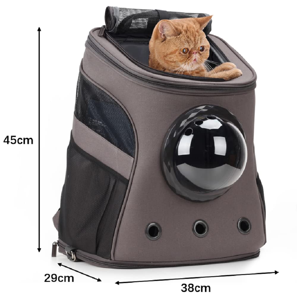 Lollimeow Large Pet Carrier Backpack, Bubble Backpack Carrier For Fat Cats And Puppies,Airline-Approved(Grey)