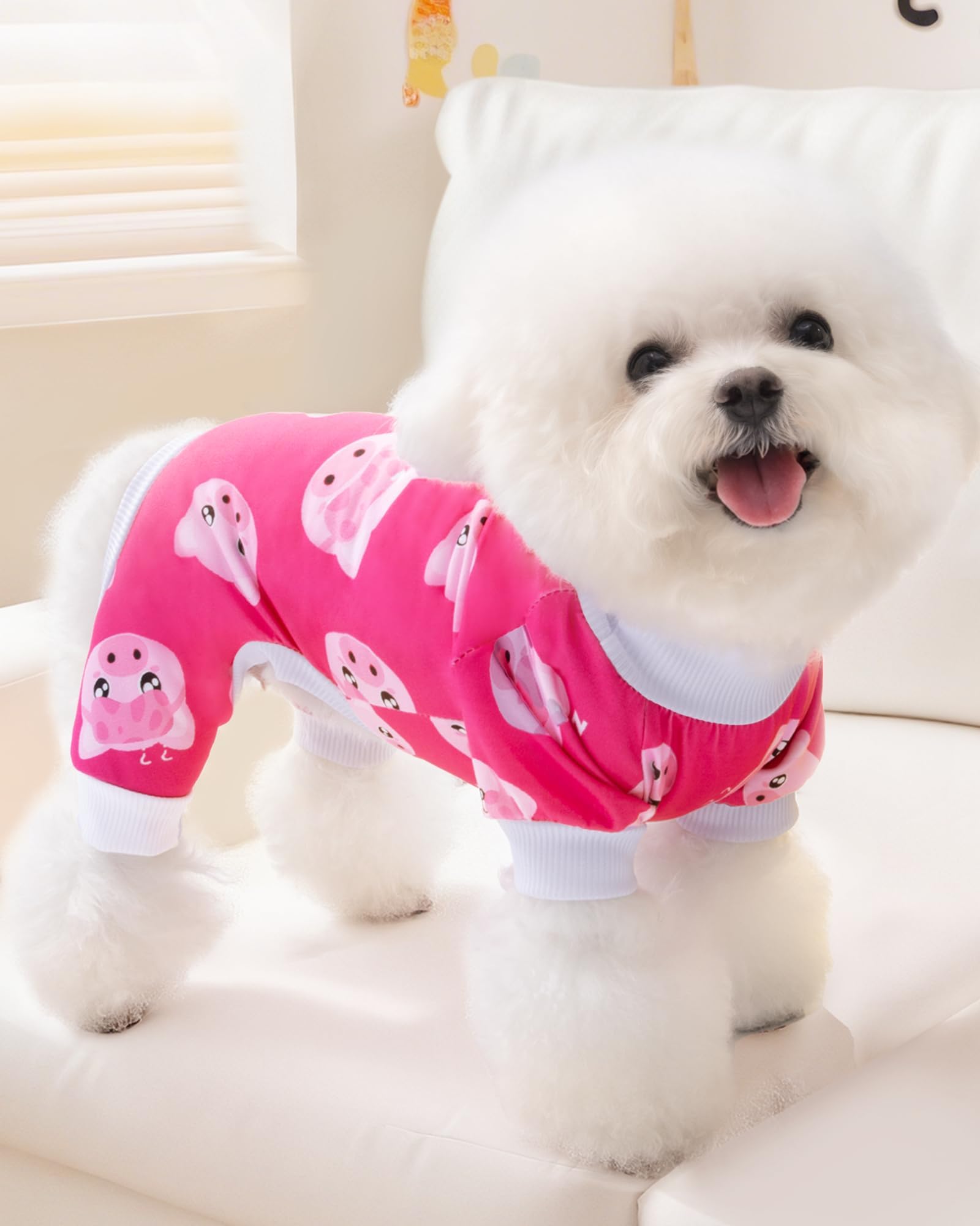 Xpudac Dog Pajamas Soft Stretchy Pig Dog Clothes For Small Medium Dogs Pet Jumpsuit Cat Apparel-Xl