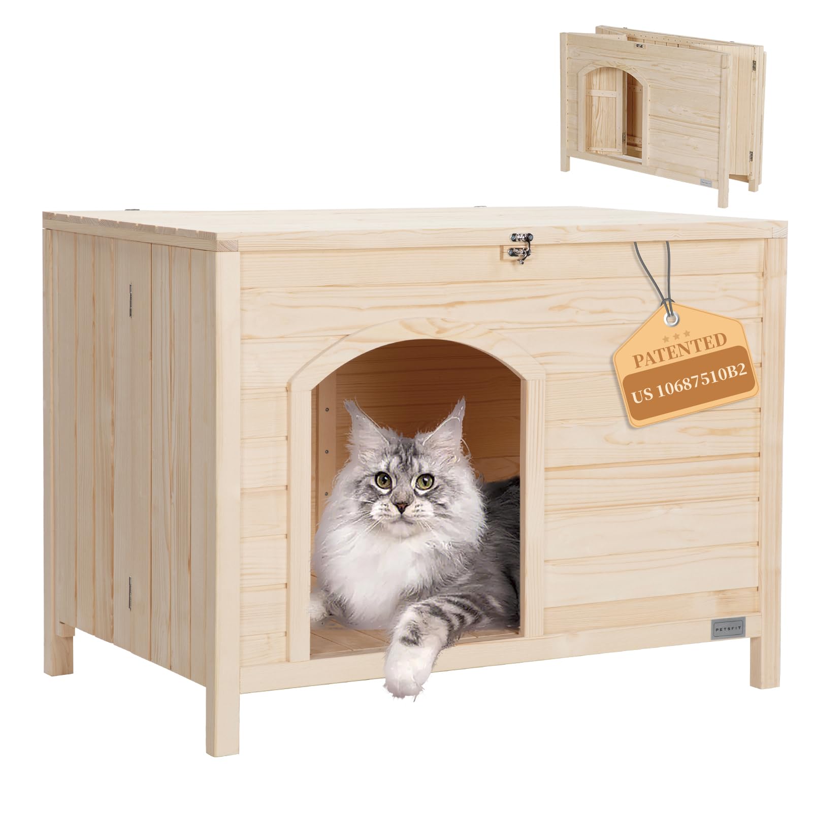 Petsfit Large Cat Litter Box Furniture Hidden,No Tools Required Assembly,Cat Washroom Furniture With Top Opening,Wooden Pet Hous