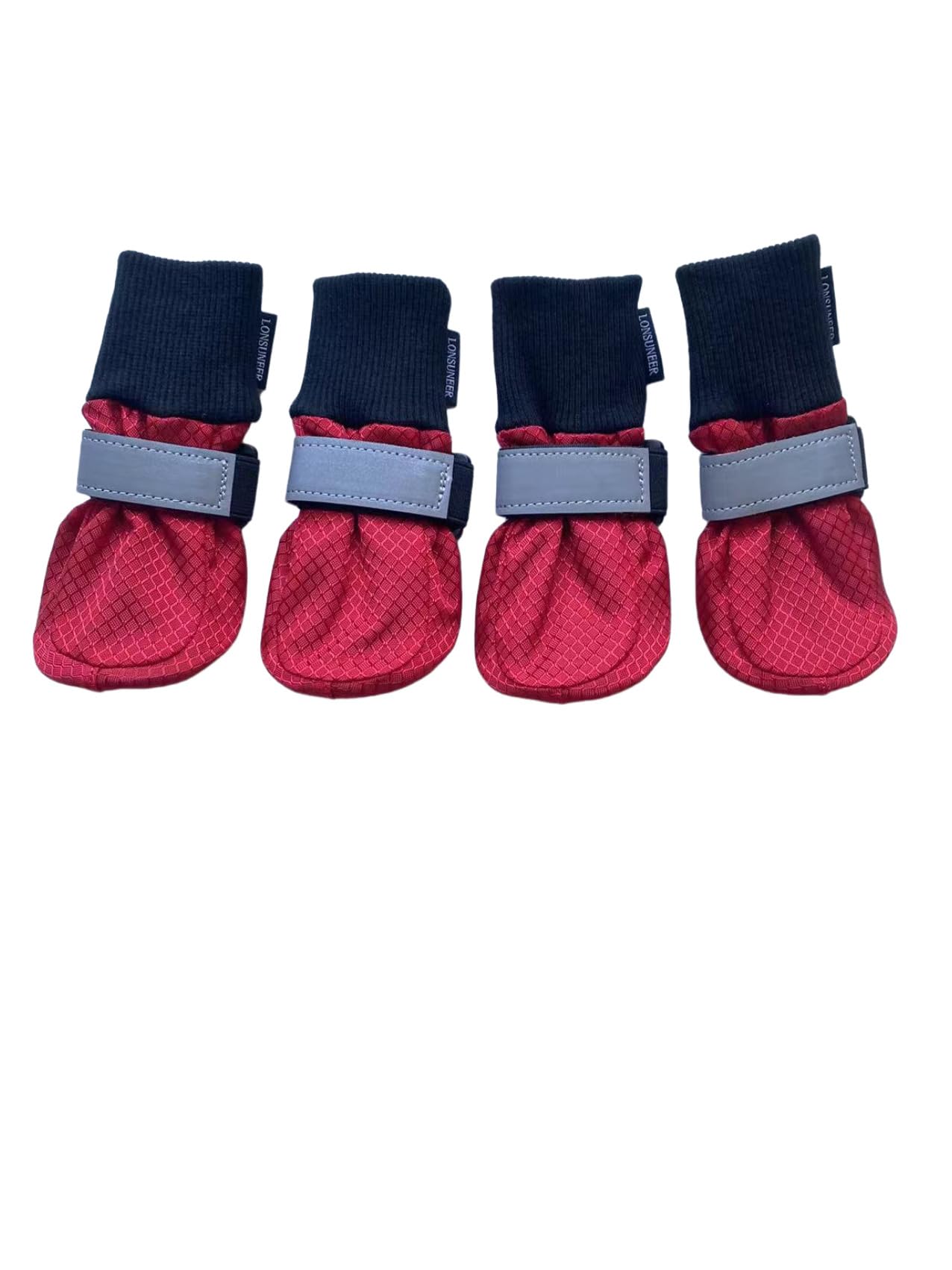 LONSUNEER Winter Paw Protector Dog Boots Waterproof Soft Sole and Nonslip Set of 4 Color Red Size X-Small