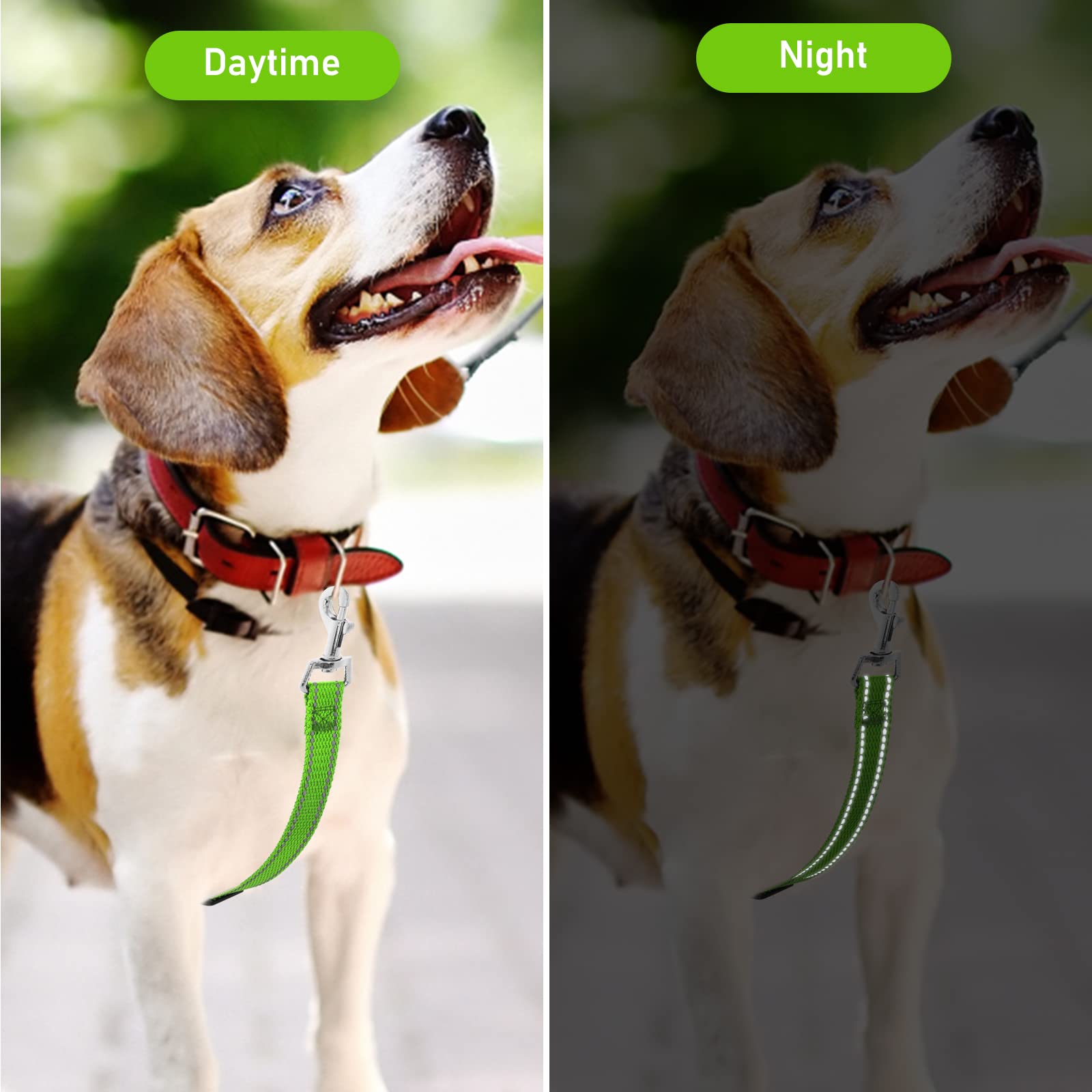 Cobee Dog Collar Clips, 2 Pcs Reflective Nylon Puppy Collar, Backup Collar, Safety Adjustable Pet Dog Collar Harness Connector, Double Ended Backup Clasp Clip For Dog Puppies(Green, Pink)