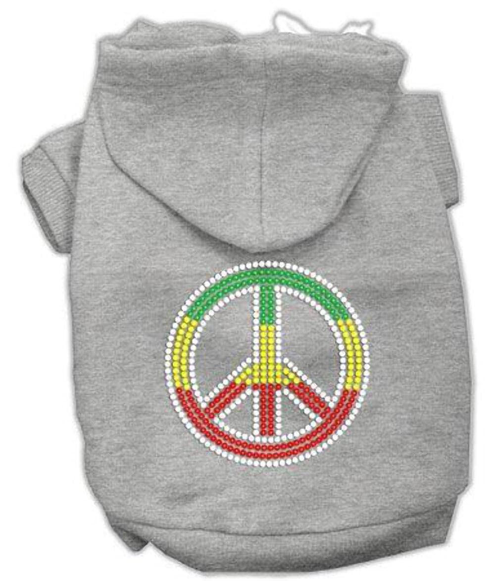 Mirage Pet Products Rasta Peace Sign Hoodie, Size 16, Grey