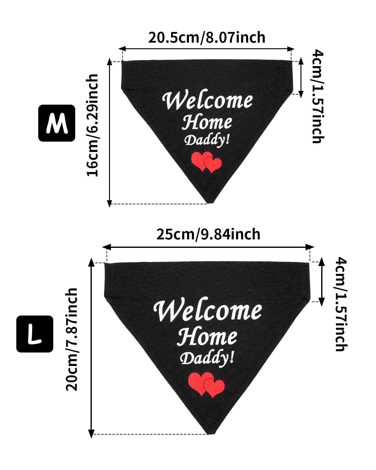 Pet Show 2 Pack Welcome Home Daddy Mommy Dog Bandanas For Small Medium Dogs Reversible Slip On Bibs White Black Washable Scarf S