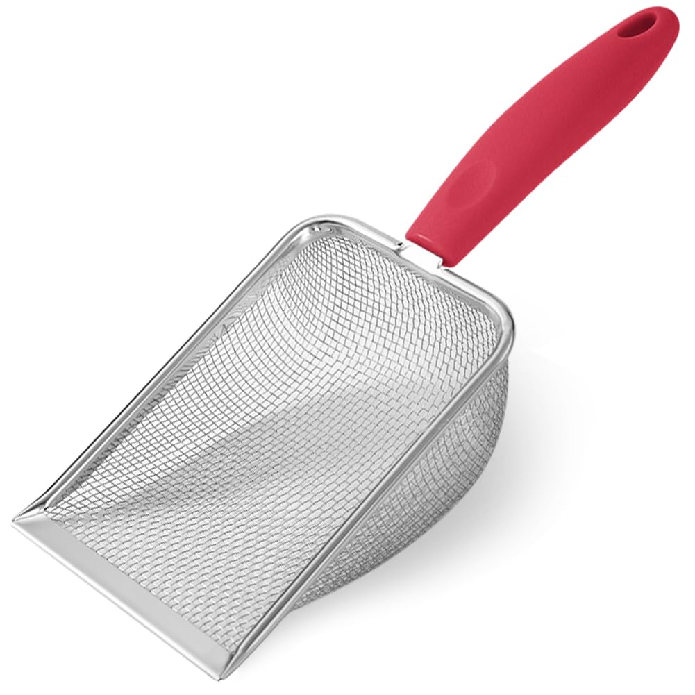 Umuaccan Cat Litter Scoop,Sturdy Litter Cleaner Corner Shovel,Stainless Steel Mesh Litter Shovel,Easy To Clean Reptile Terrarium