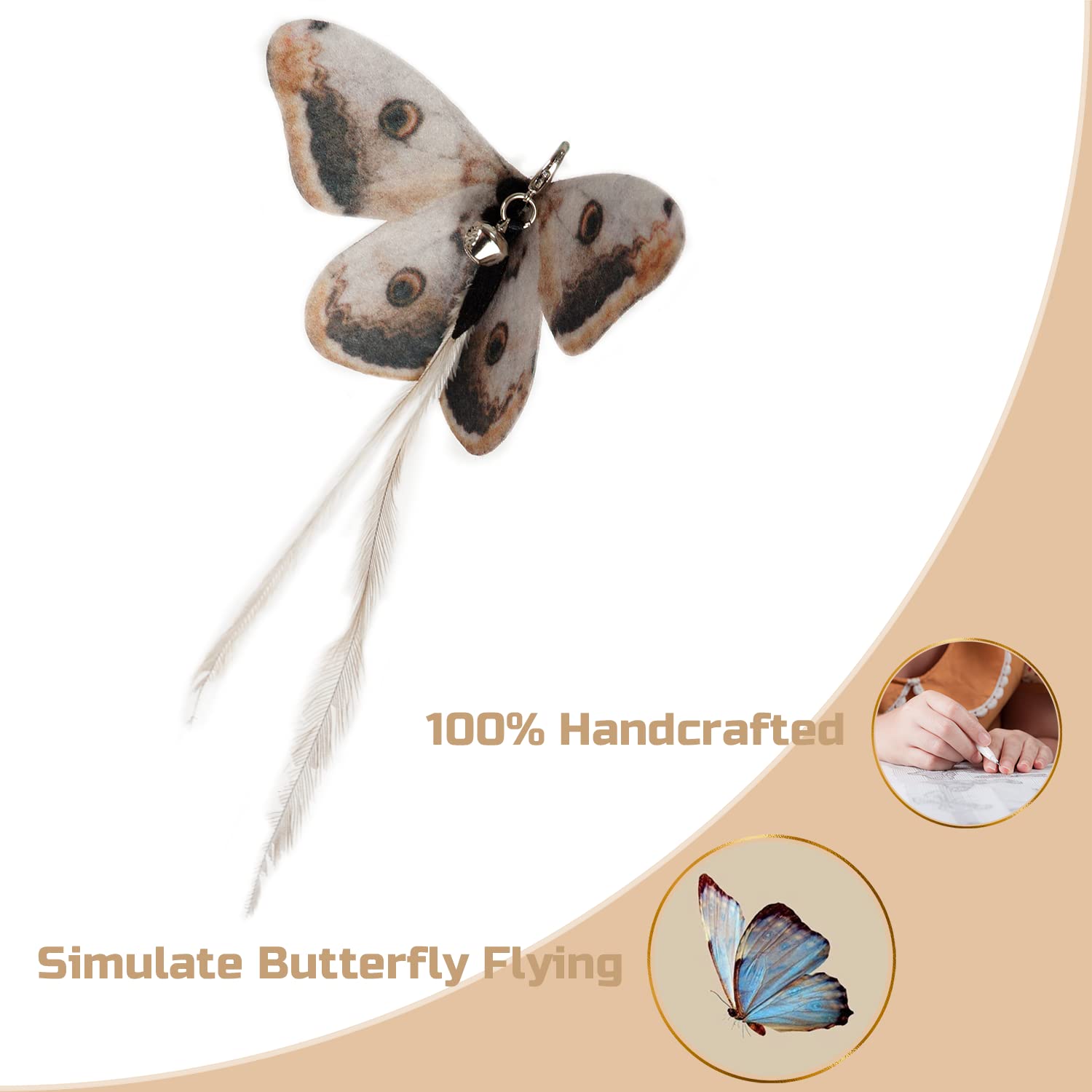 FUPUSUN Update 2023 10 PCS Cat Feather Wand Toys With Bird & Butterfly for Indoor Cats and Kittens