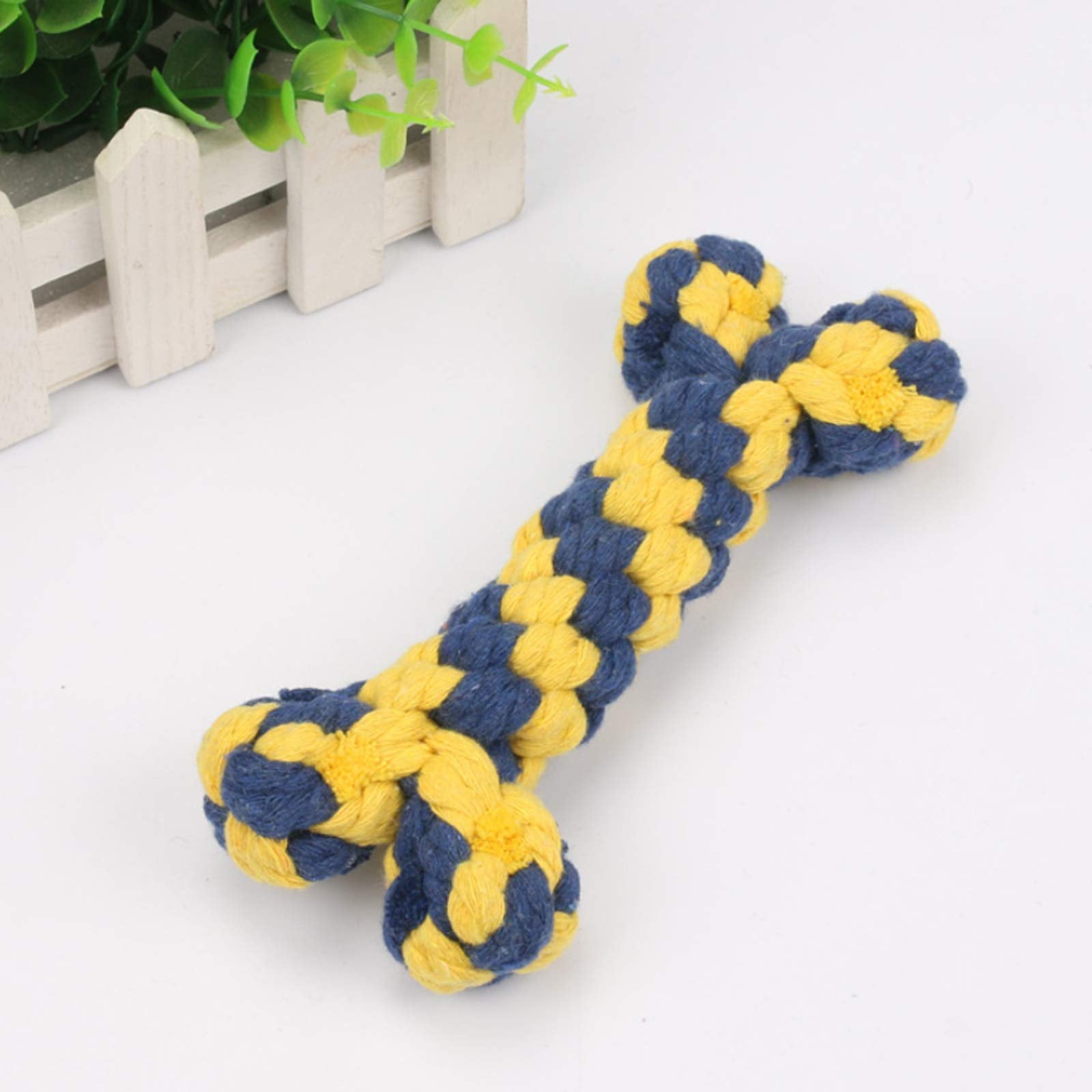 HESUILONG Dog Rope Toy Dog Toy Bone Pet Teeth Cleaning Toy 2 Pieces Toys for Puppies Handmade Gift for Dog(Bone)