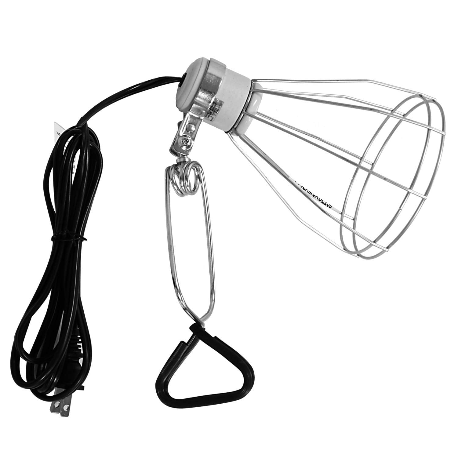 Simple Deluxe Clamp Lamp Light With Steel Cage Wire Grillup To 250W E26 Socket (No Bulb Included) 6' Cord, Silver