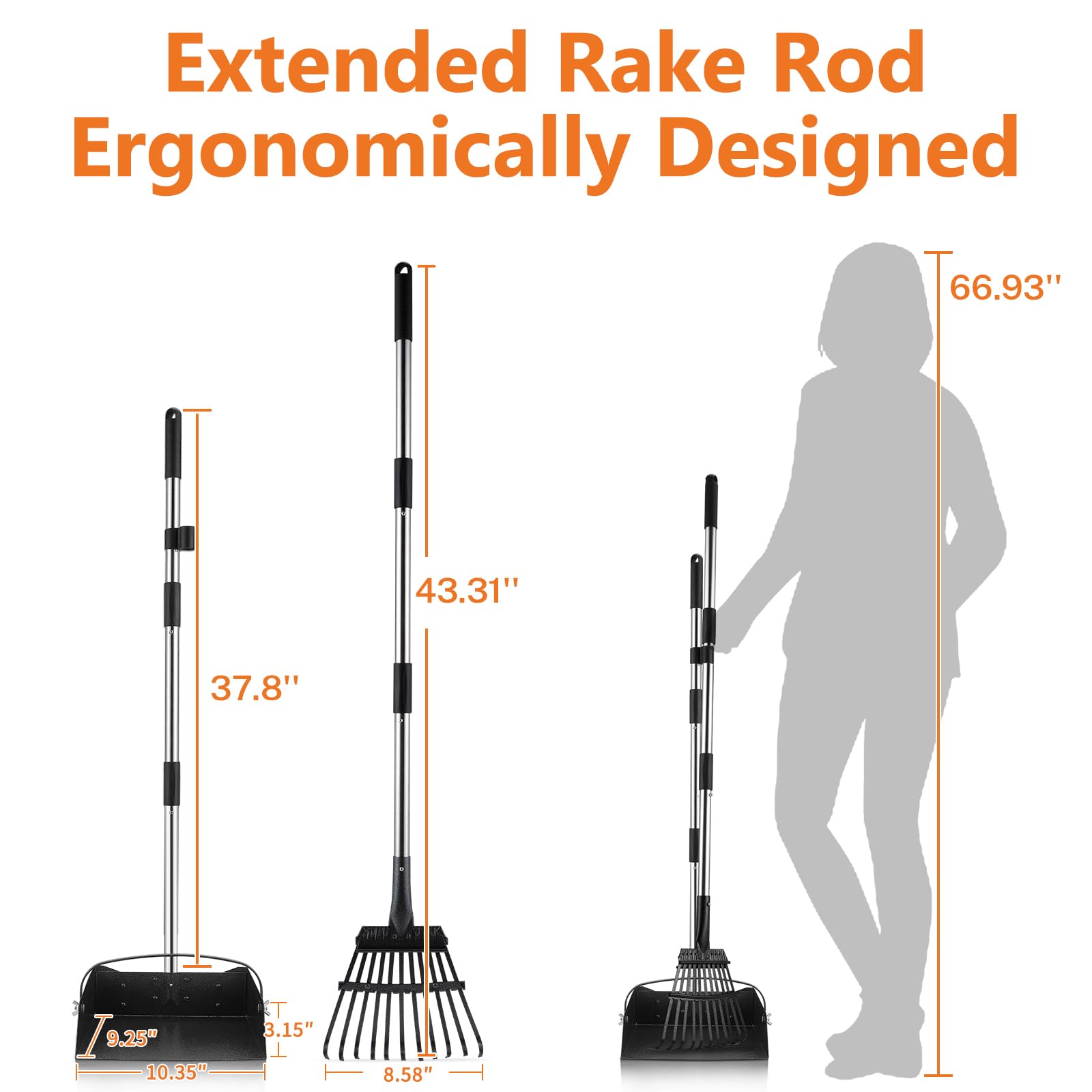 Toozey Dog Pooper Scooper With Bags, Poop Scoop For Large, Medium, Small Dogs With Arch For Bagging, Poop Tray And Rake Set Long