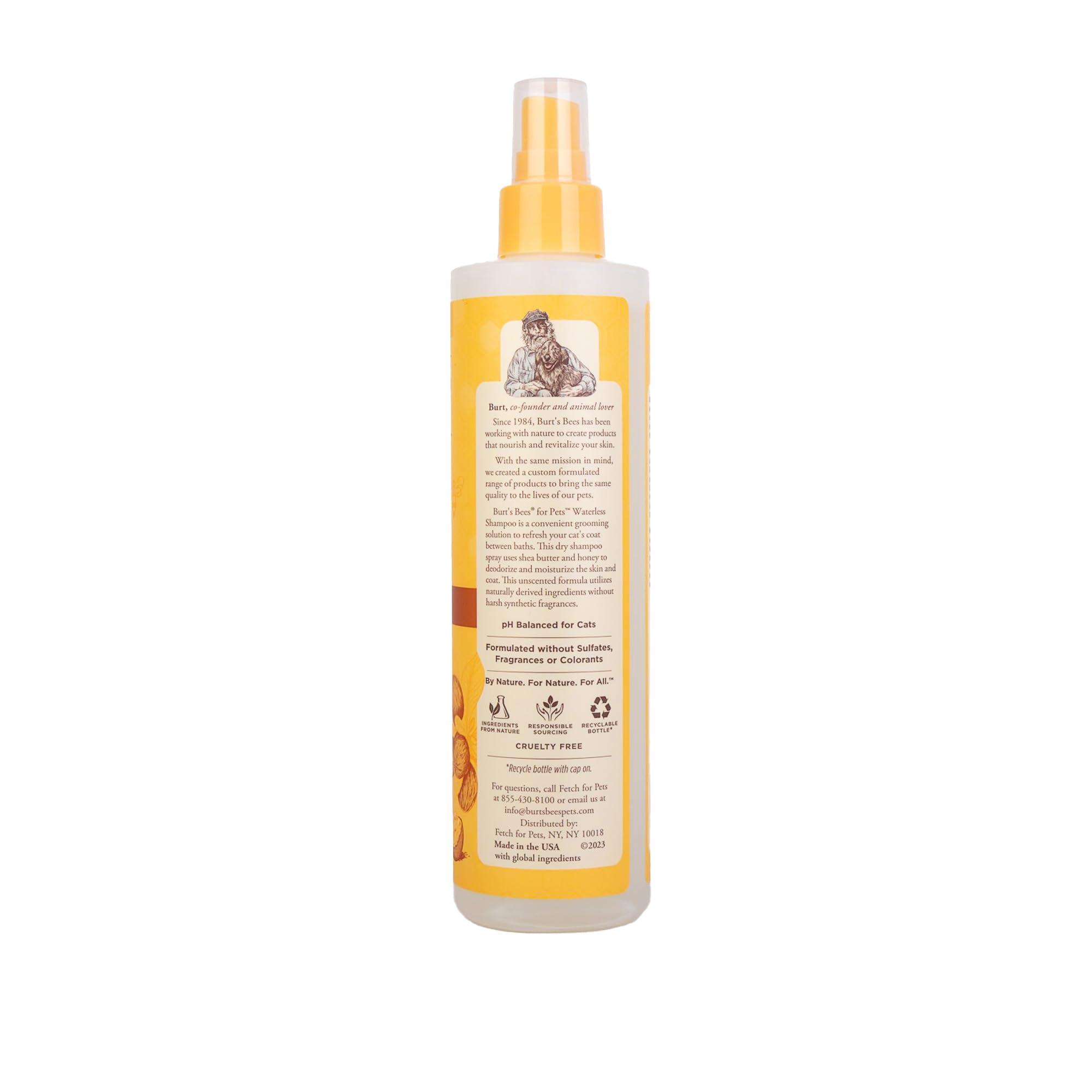 Burt's Bees Waterless Cat Shampoo with Apple & Honey, 10 Fl Oz - 2 Pack, Cruelty Free, Sulfate & Paraben Free, pH Balanced, Made in