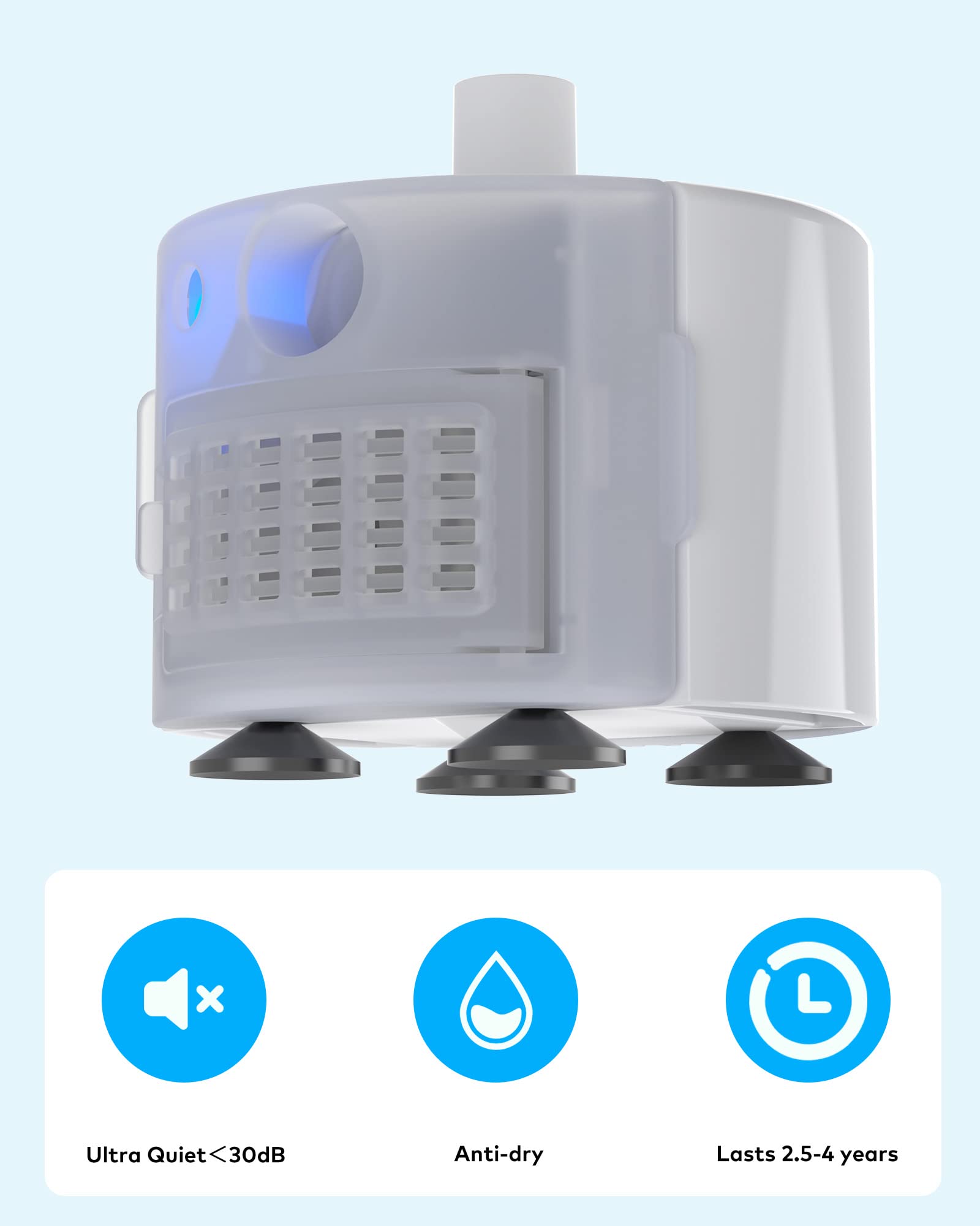 New Upgrade Water Pump For Cat Water Fountain, Qiuoio Water Pump For Stainless Steel Cat Fountains, Extremely Quiet (=30Db), Low Power Consumption (1.5W), Built-In Led Light, Suitable For S3