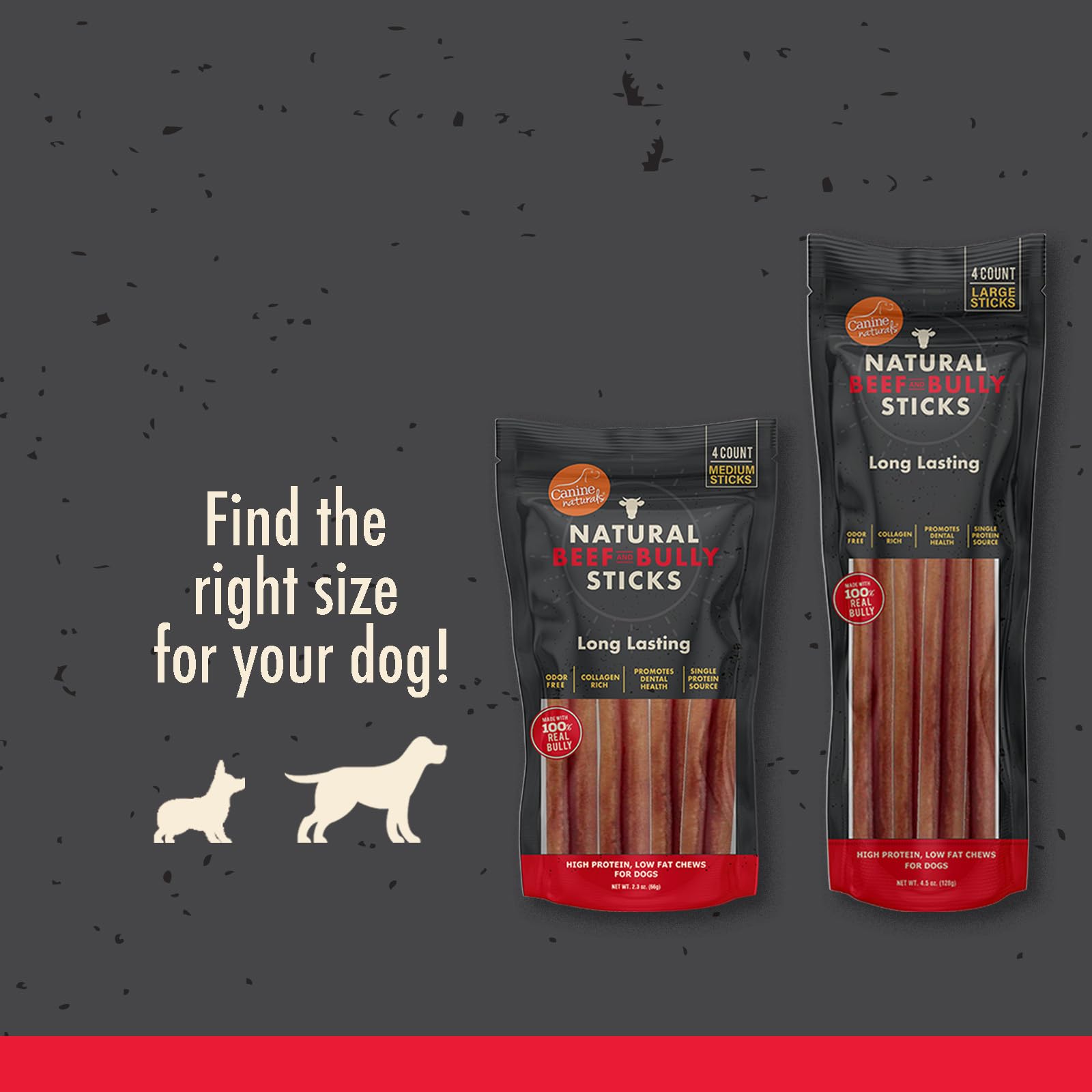 Canine Naturals | Natural Beef & Bully Sticks | 48 Count | Long-Lasting, Odor Free, High Protein Chews Made with 100% Real Bully