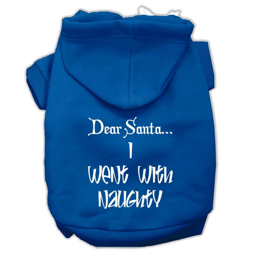 Christmas Pet Dog & Cat Hoodie Screen Printed, Dear Santa, I Went with Naughty Blue 3XL (25-35 lbs.)