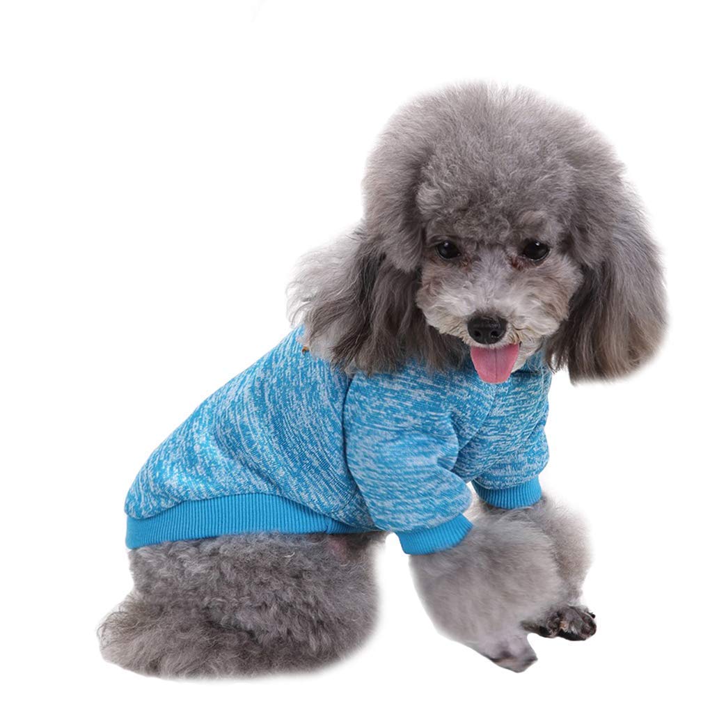 Jecikelon Pet Dog Clothes Dog Sweater Soft Thickening Warm Pup Dogs Shirt Winter Puppy Sweater For Dogs (Light Blue, S)