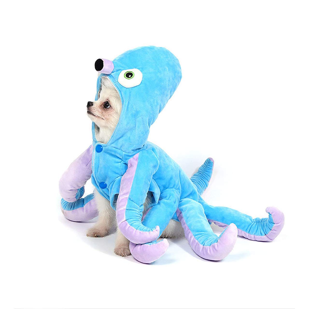 Mogoko Dog Cat Octopus Costumes, Pet Halloween Cosplay Dress, Funny Octopus Costume For Dogs Blue 12.6' Neck Girth; 16.1' Chest