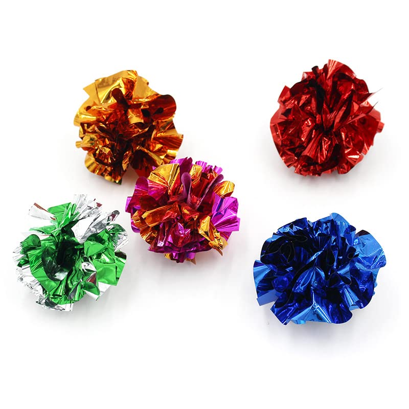 Ismarten 10 Packs Crinkle Balls Cat Toys For Indoor Cats, Lightweight Shiny Crinkle Paper Ball For Kitten (Random Color) (3.94 I