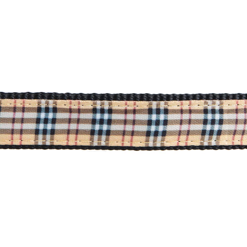 Yudote Dog Collar With Classic Beige Plaid, Durable Nylon Collar, Soft And Comfortable, Adjustable Collars For Dogs & Puppies, M