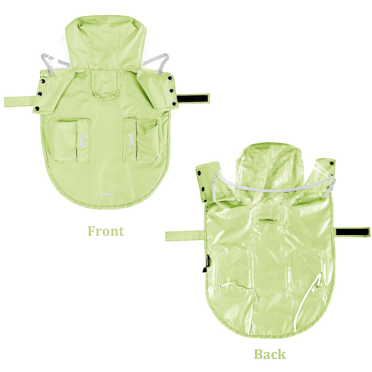Waterproof Dog Raincoat, Adjustable Reflective Lightweight Pet Rain Clothes With Poncho Hood(Small,Light Green)