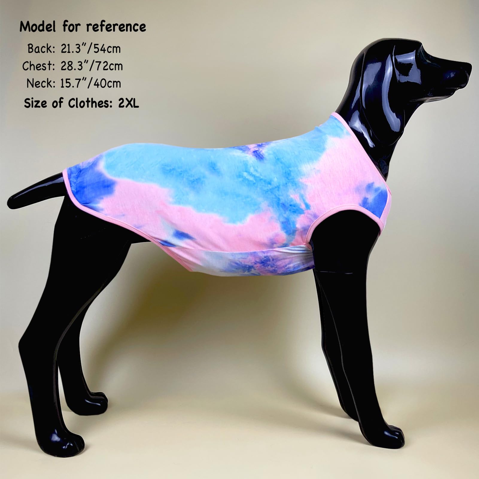 D.E.E Cotton Dog Shirts Large Tie Dye Dog Clothes Lightweight Girl Boy Big (Vestpink, 4X-Large)