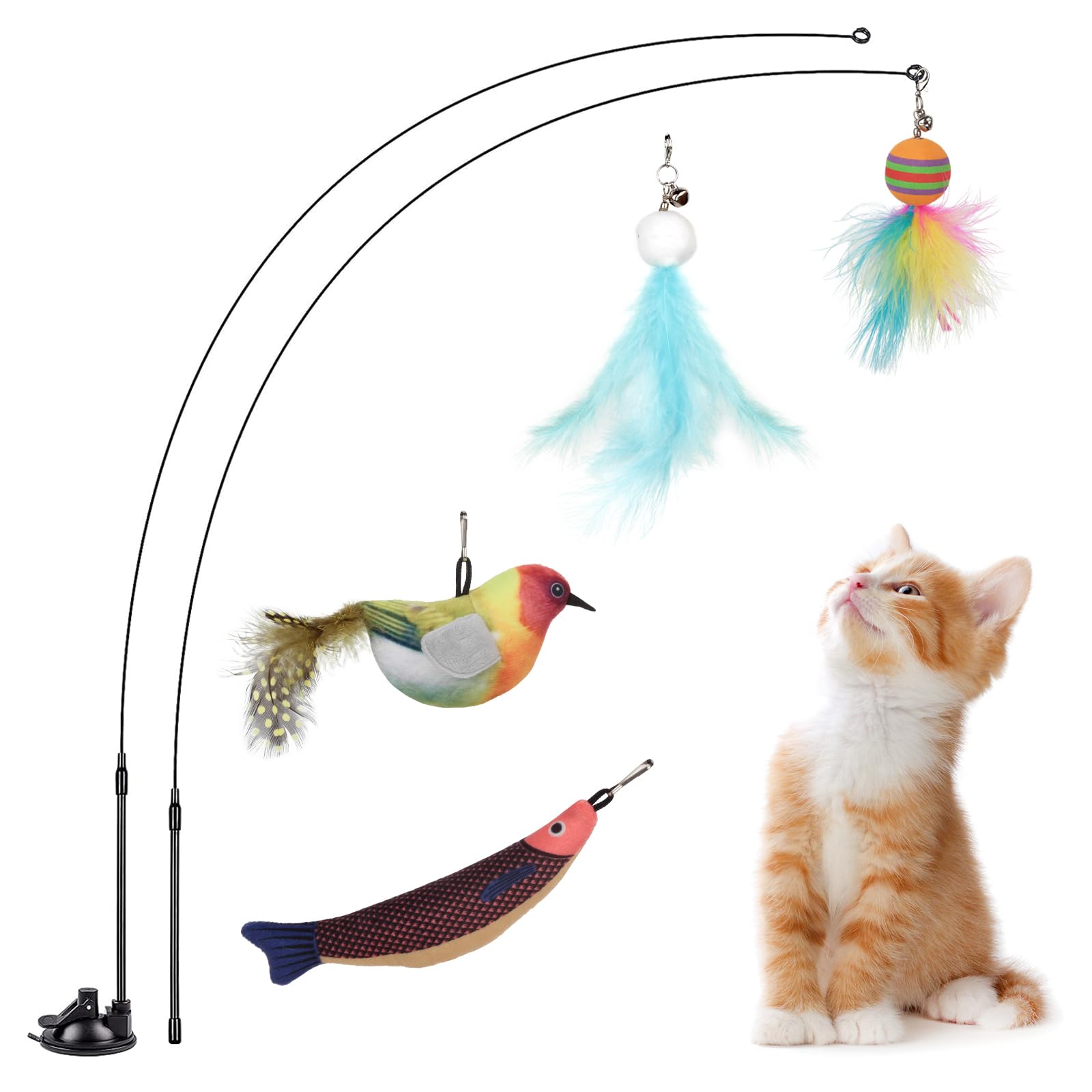 Greoil Cat Toys For Indoor Cats,Interactive Cat Toys For Bored Indoor Adult Cats 7 Pack Cat Teaser Cat Toys, 2 Pack Flexible Ste