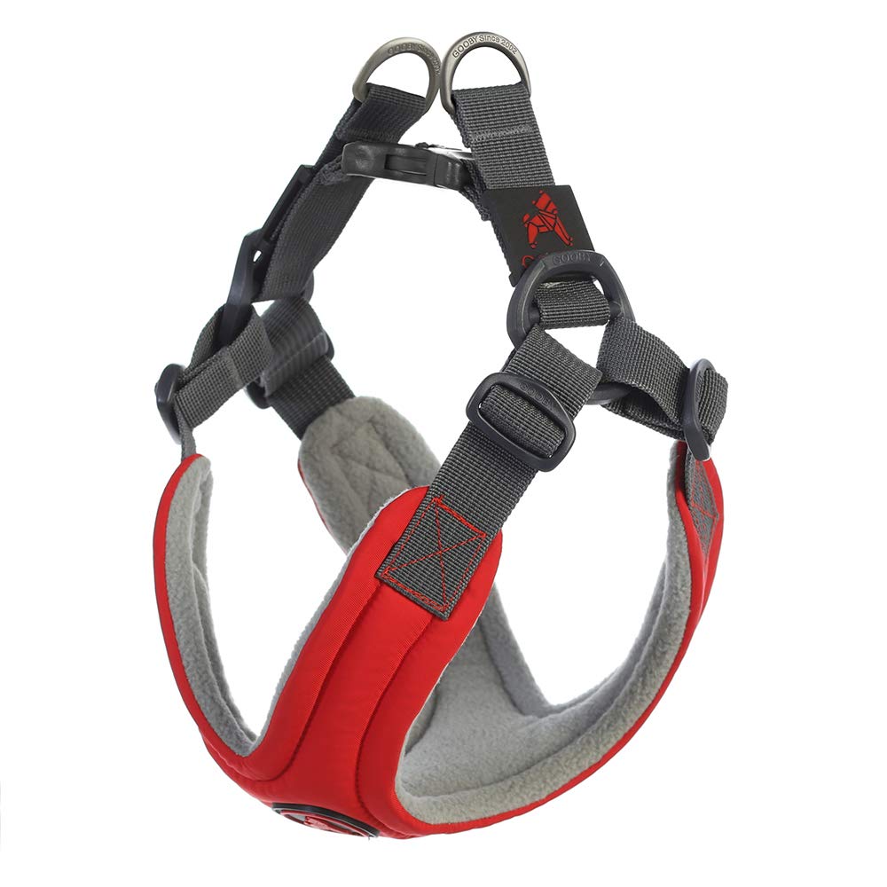 Gooby Escape Free Memory Foam Harness - Red, Medium - No Pull Step-in Small Dog Harness with Four Point Adjustment - Perfect on