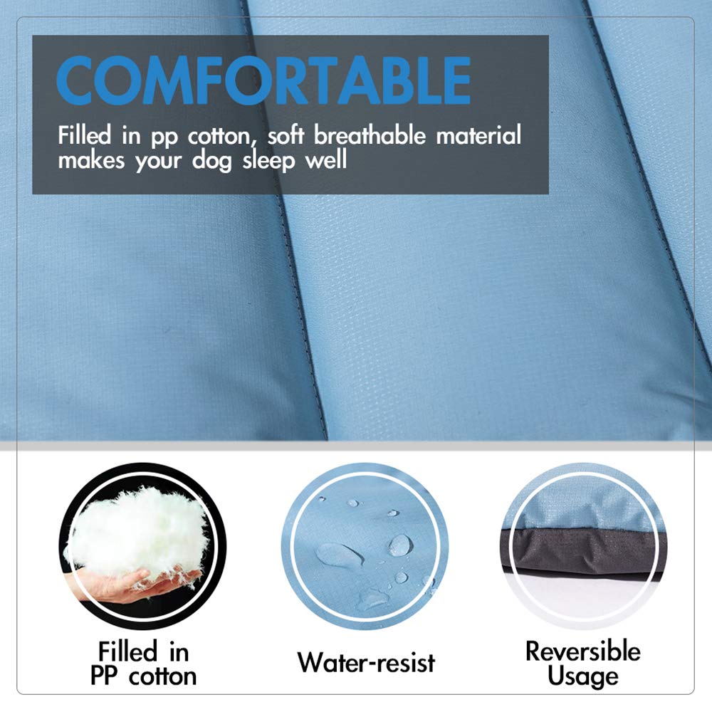 CHEERHUNTING Large Waterproof Dog Bed - Washable, Durable, Portable Pet Mat in Blue for Outdoor Camping and Travel