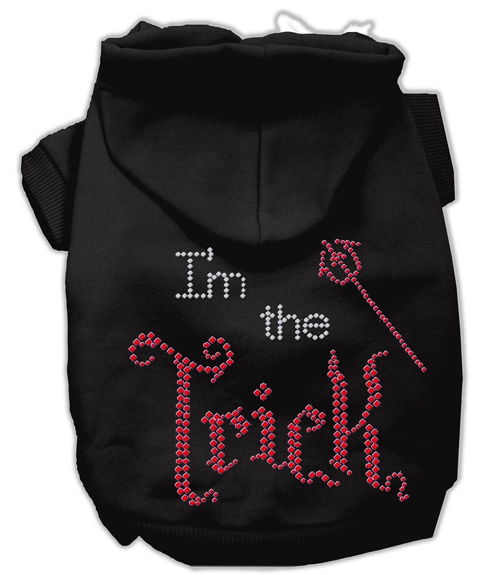 Mirage Pet Products 8' I'M The Trick Rhinestone Hoodies, X-Small, Black