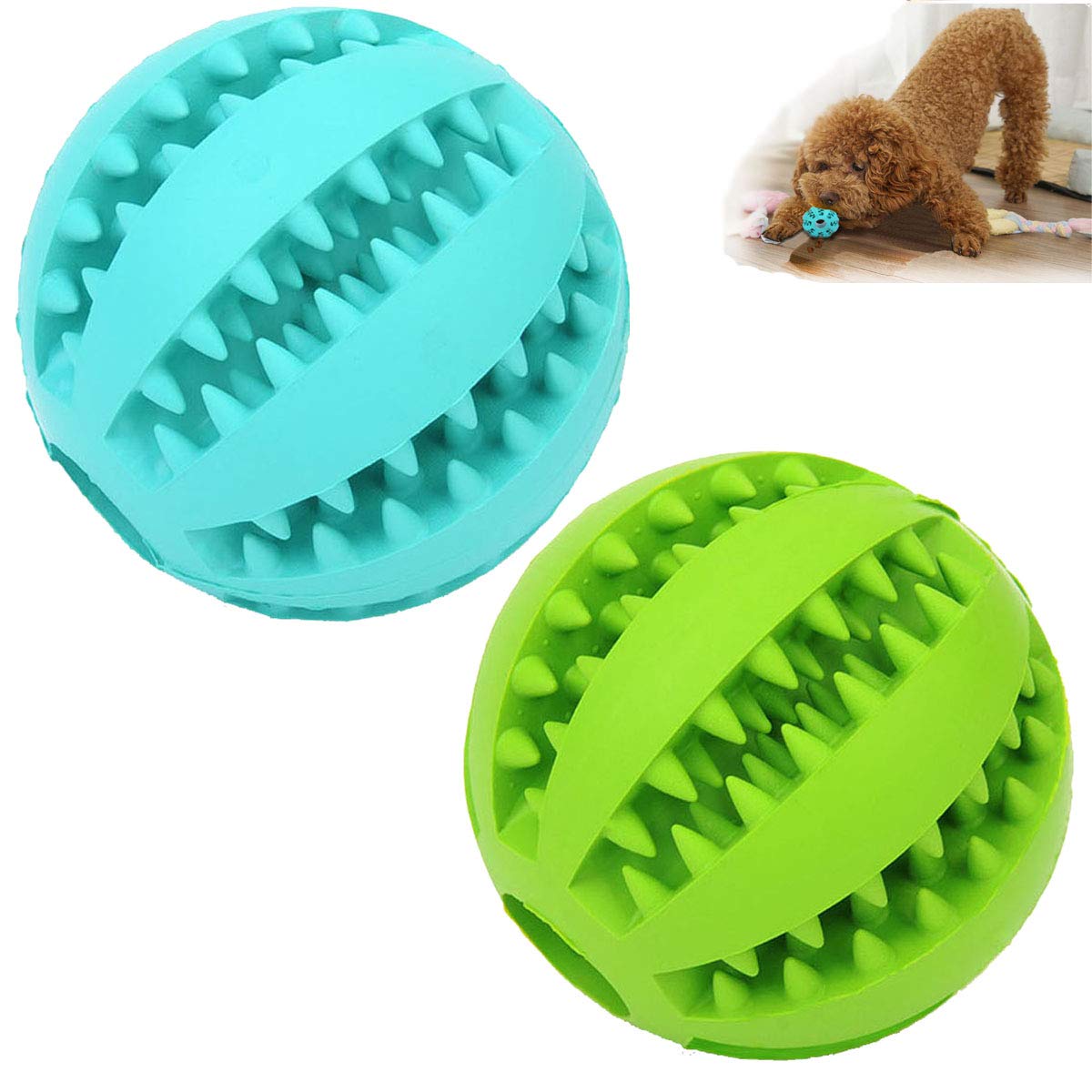 Sunglow 2 Pack Dog Toy Ball - Nontoxic Bite Resistant Teething Toys for Small/Medium/Large Dog and Puppy Cat, Dog Pet Food Treat