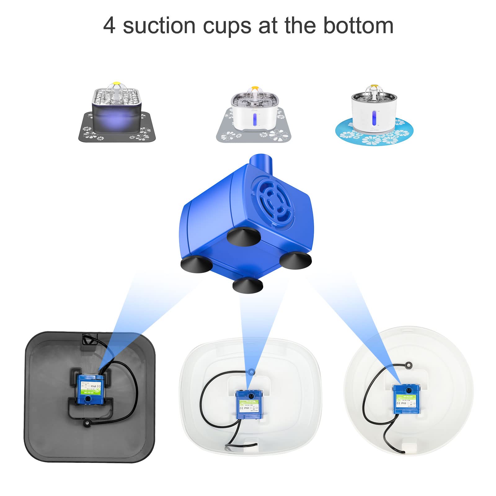 Cat Fountain Pump Replacement, Upgraded Smart Cat Water Fountain Pump For Round And Cubic Cat Fountain, Intelligent Pet Fountain Pump (The Adapter Is Not Included)