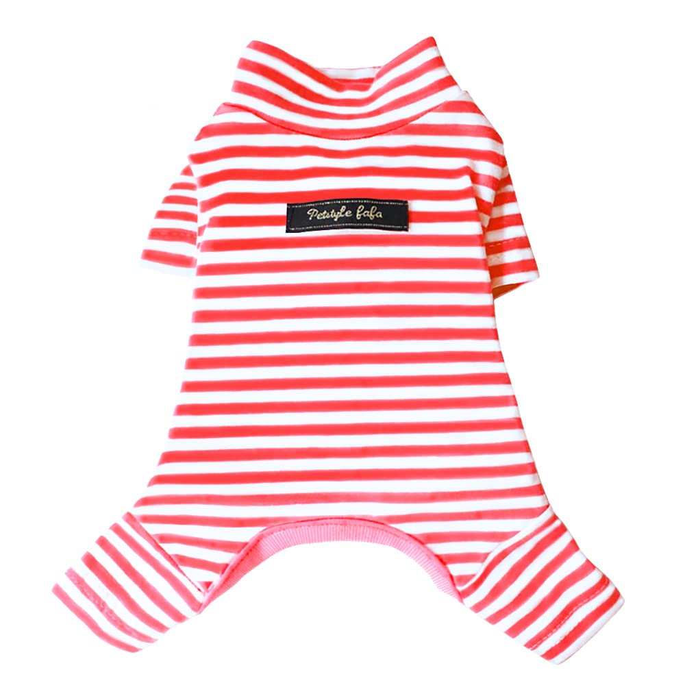 Hdwk&Hped Soft Cotton Dog Pajamas For All Seasons, Striped Pet Bottoming Jumpsuit For Small Dog Cat Puppy (#4, Striped Style - R